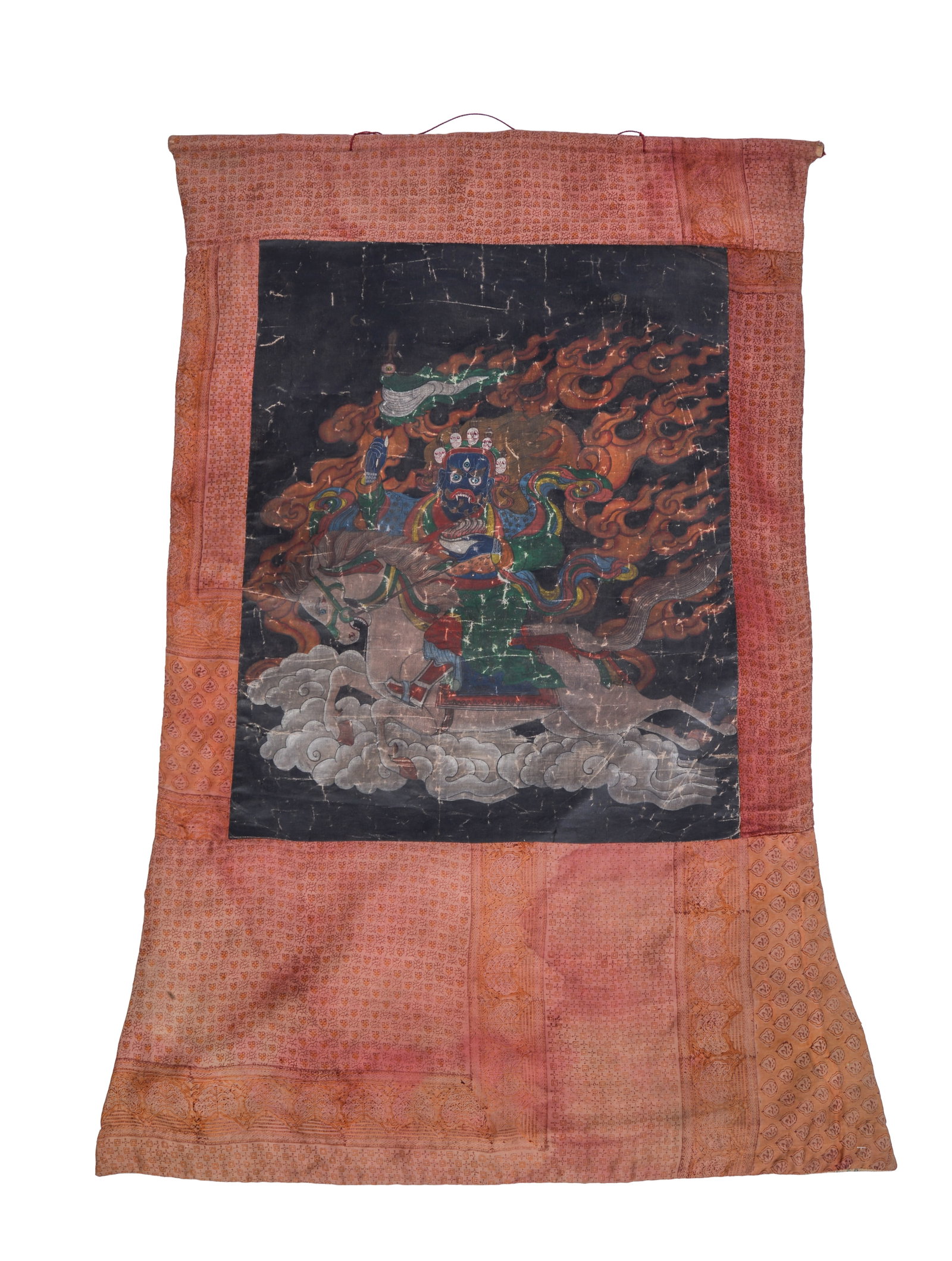 Tibetan Thanka: Probably 19th century, 43 x 25 inches.