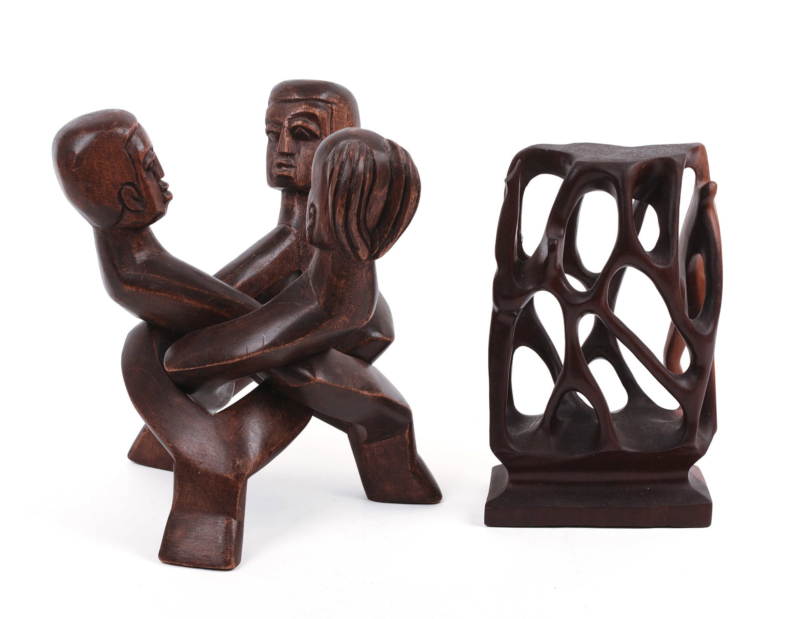 Pair of African Carved Sculptures.: Heights 9.5 and 10 inches.