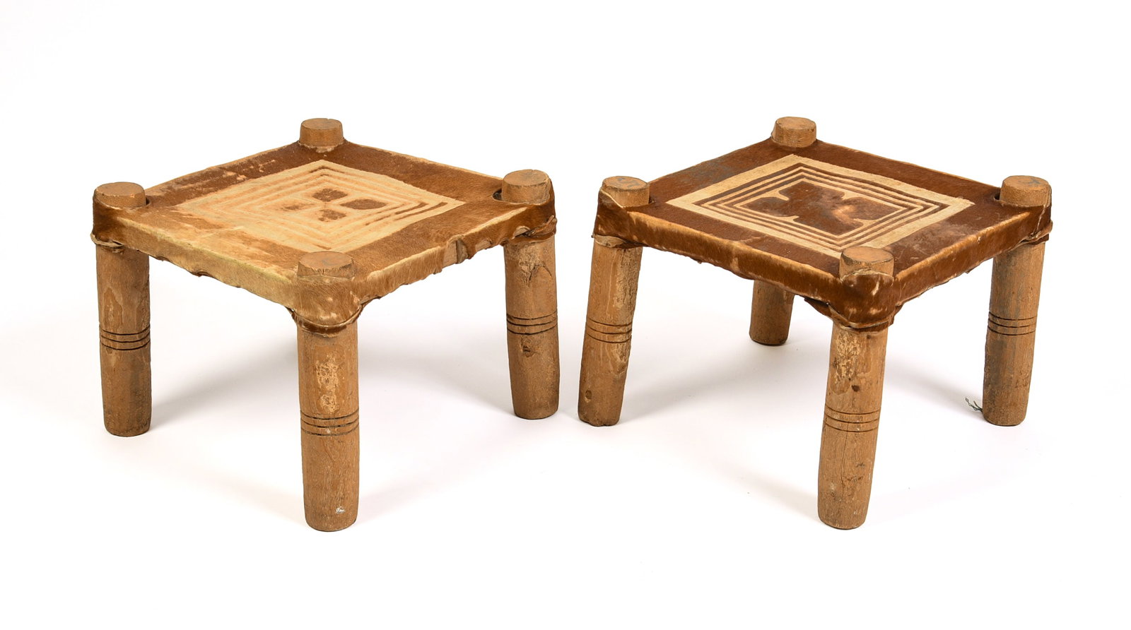 Pair of African Hide Stools. (1 of 4)
