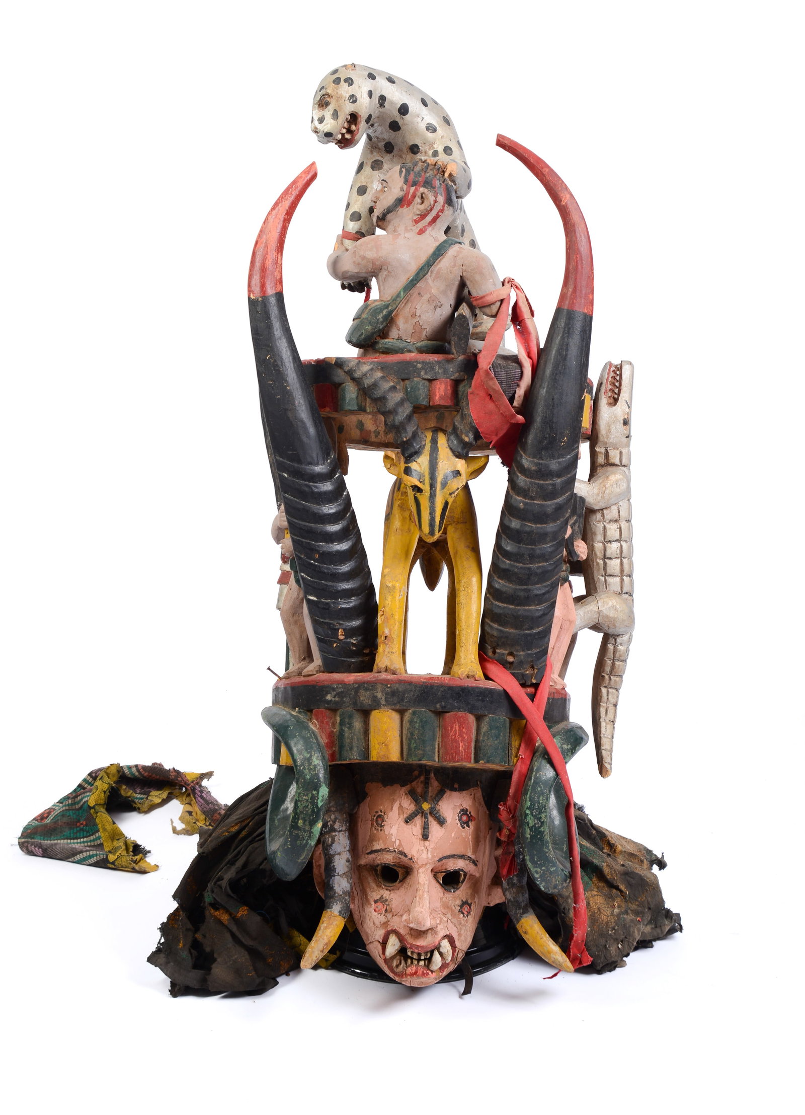 Large African Tribal Headdress.: Height 41 inches. Some losses.