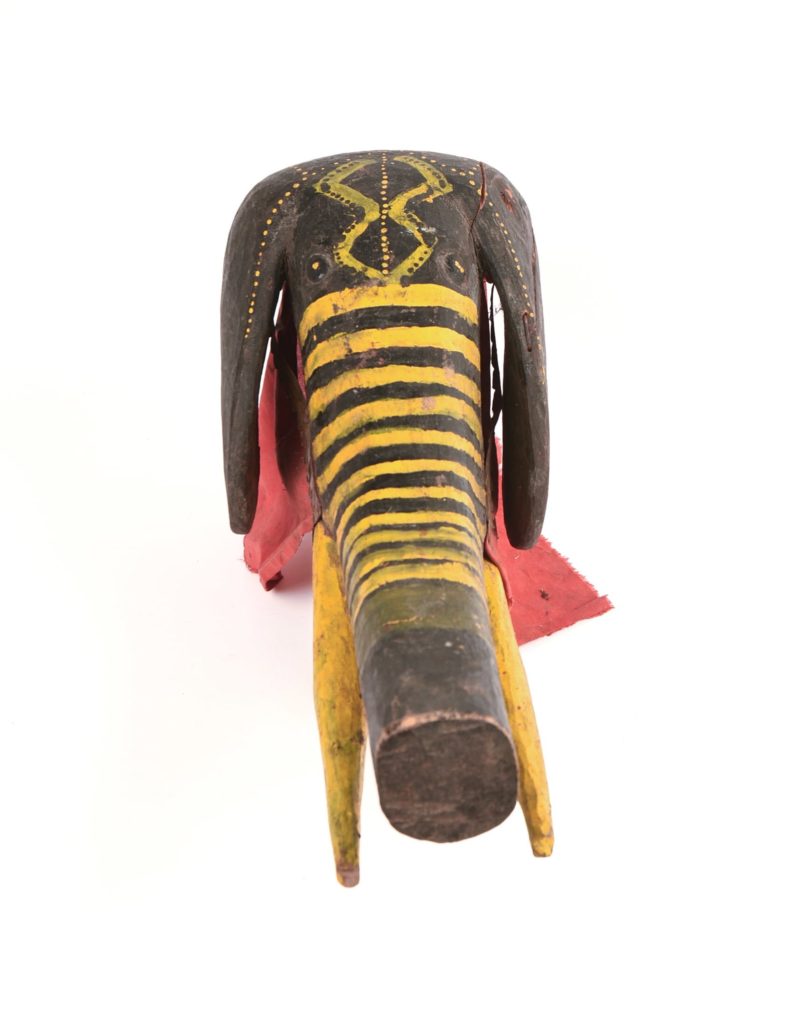 African Elephant Mask.: Height 18 inches, width 7 inches, depth 10 inches. Includes stand.