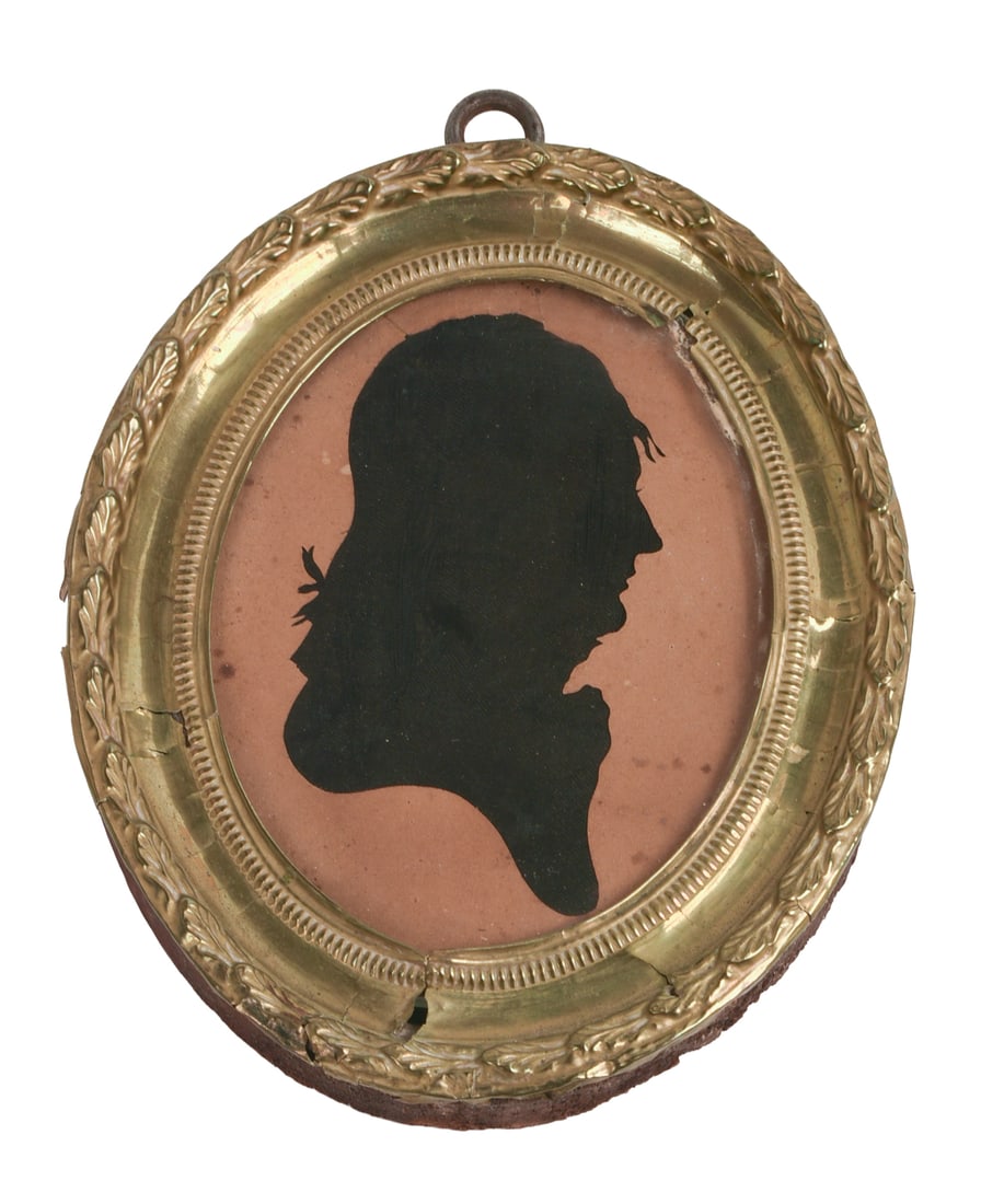 Cut paper Silhouette of Rev War Col., Quartermaster and master mason Daniel Warner. (1 of 2)