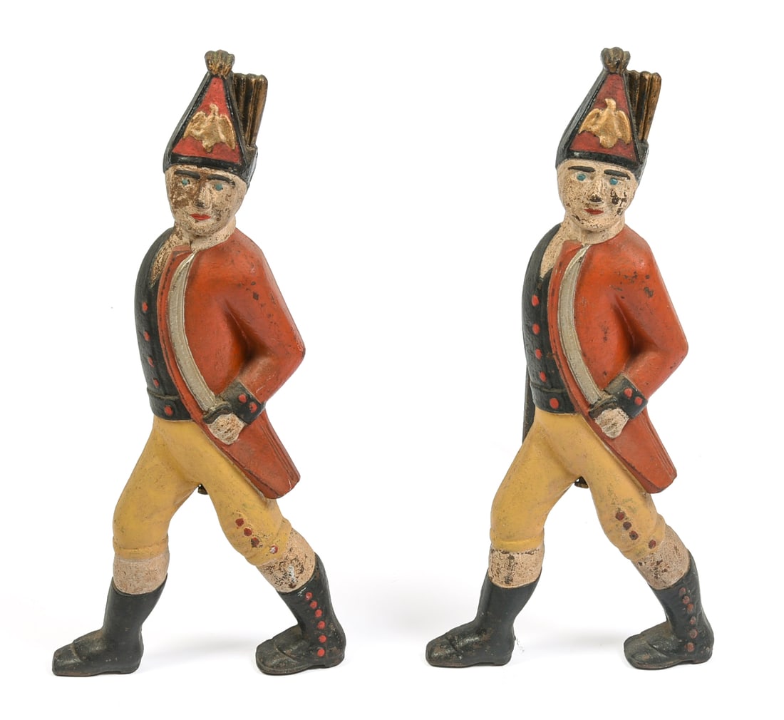Pair of Cast Iron Hessian Andirons. (1 of 2)