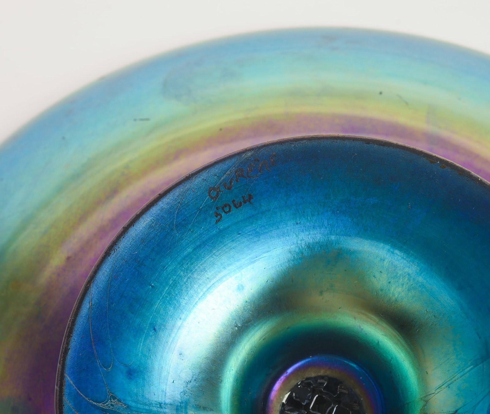 Steuben Blue Aurene Footed Compote. - 5