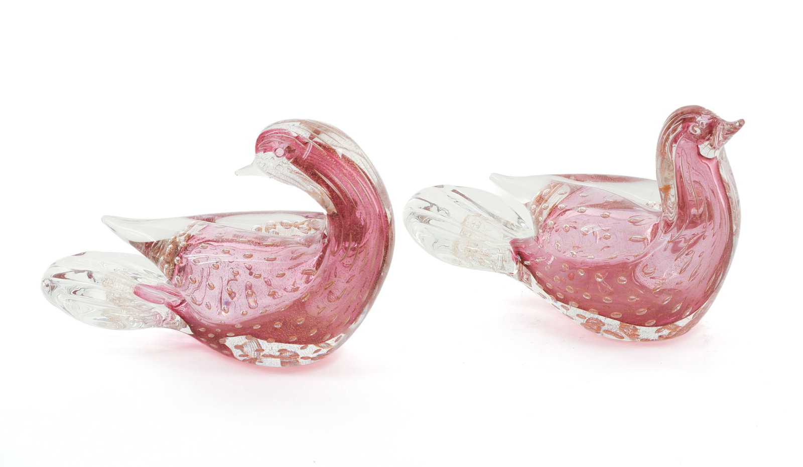 Pair of Murano Glass Pheasants.: Height 6.25 inches.