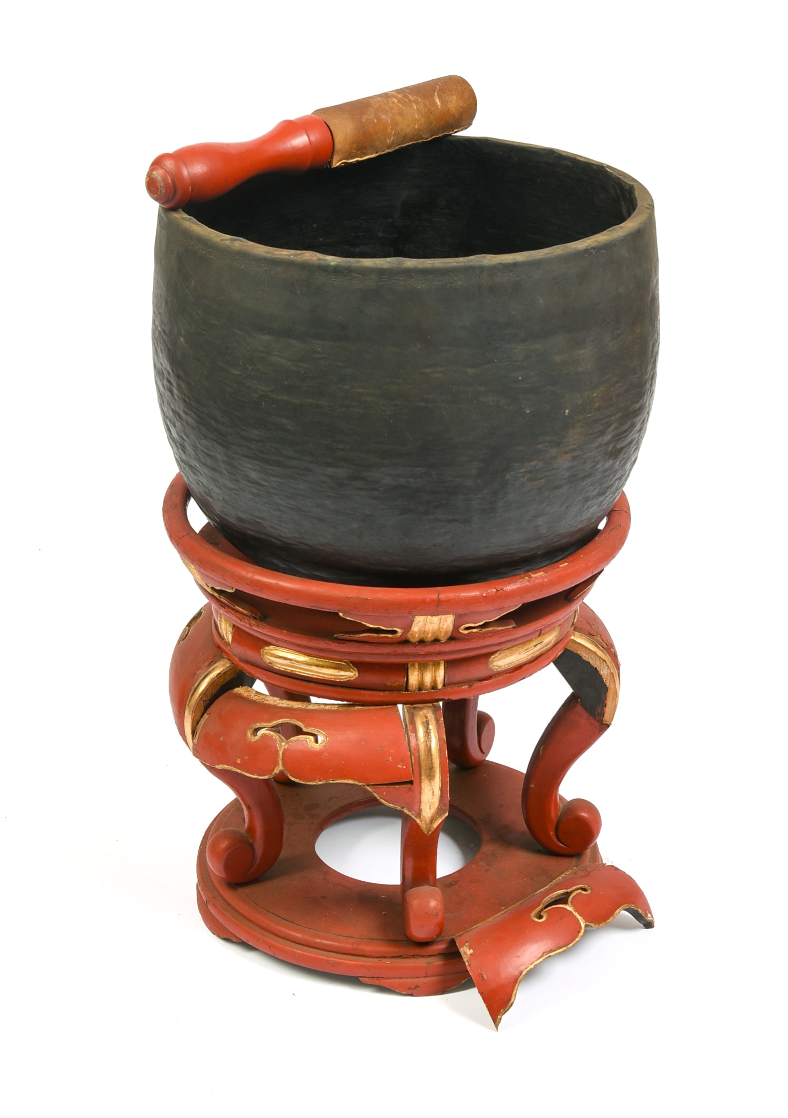 Large Bronze Singing Bowl on Stand.: Height including stand 26 inches.