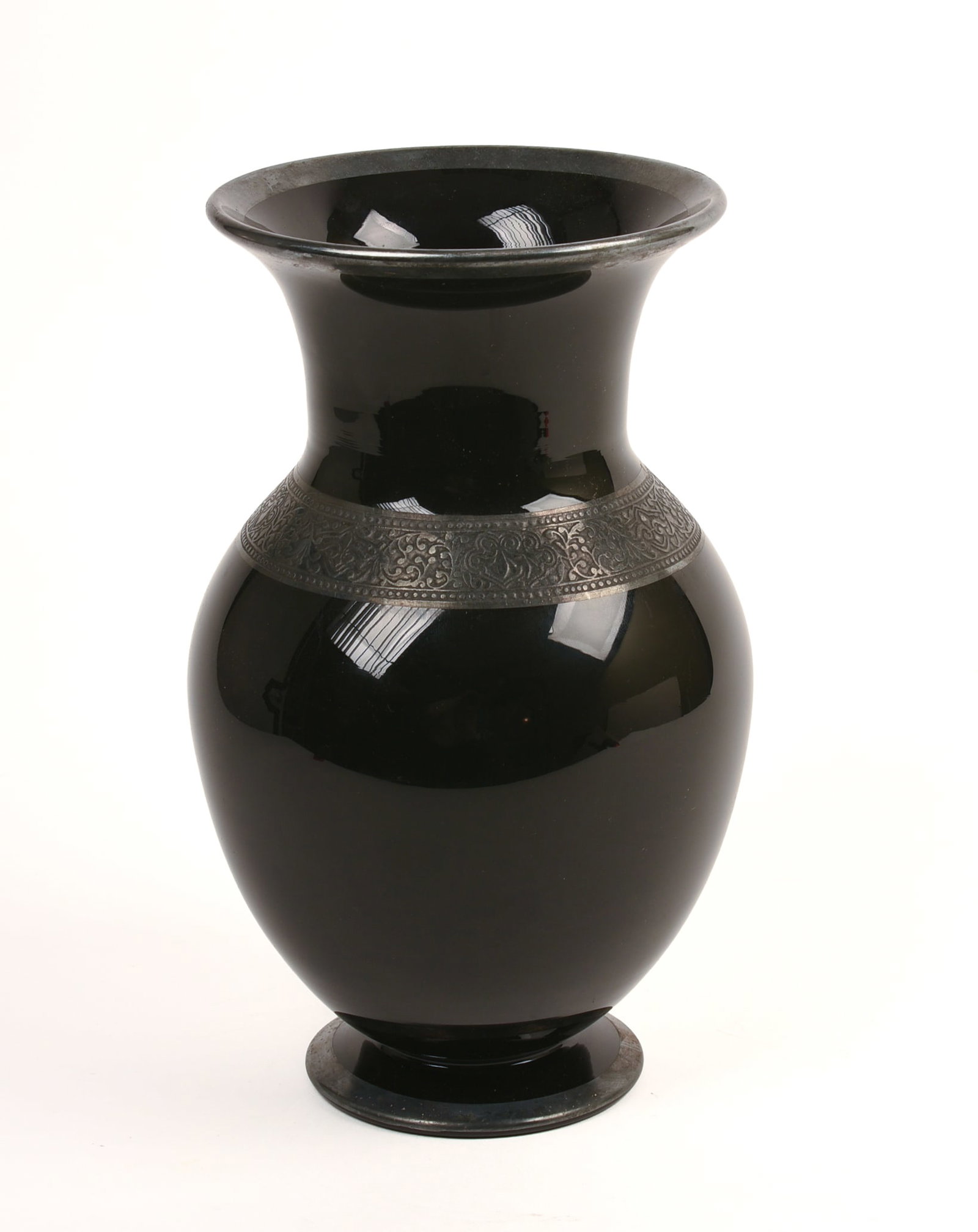 Black Art Glass Vase.: Height 10.5 inches.
