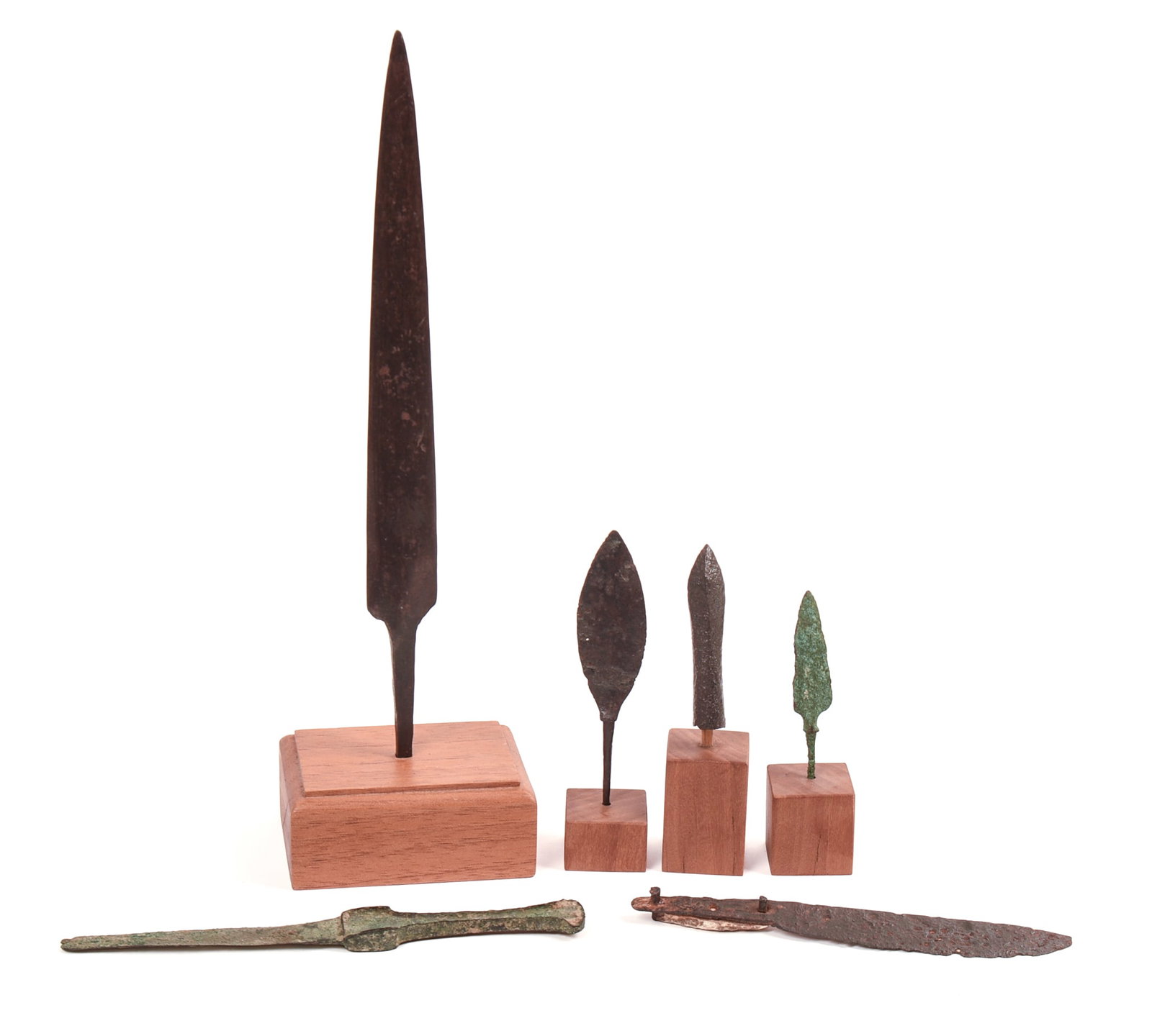 Group of Early Spear Heads and Knives.: Longest 12 inches.
