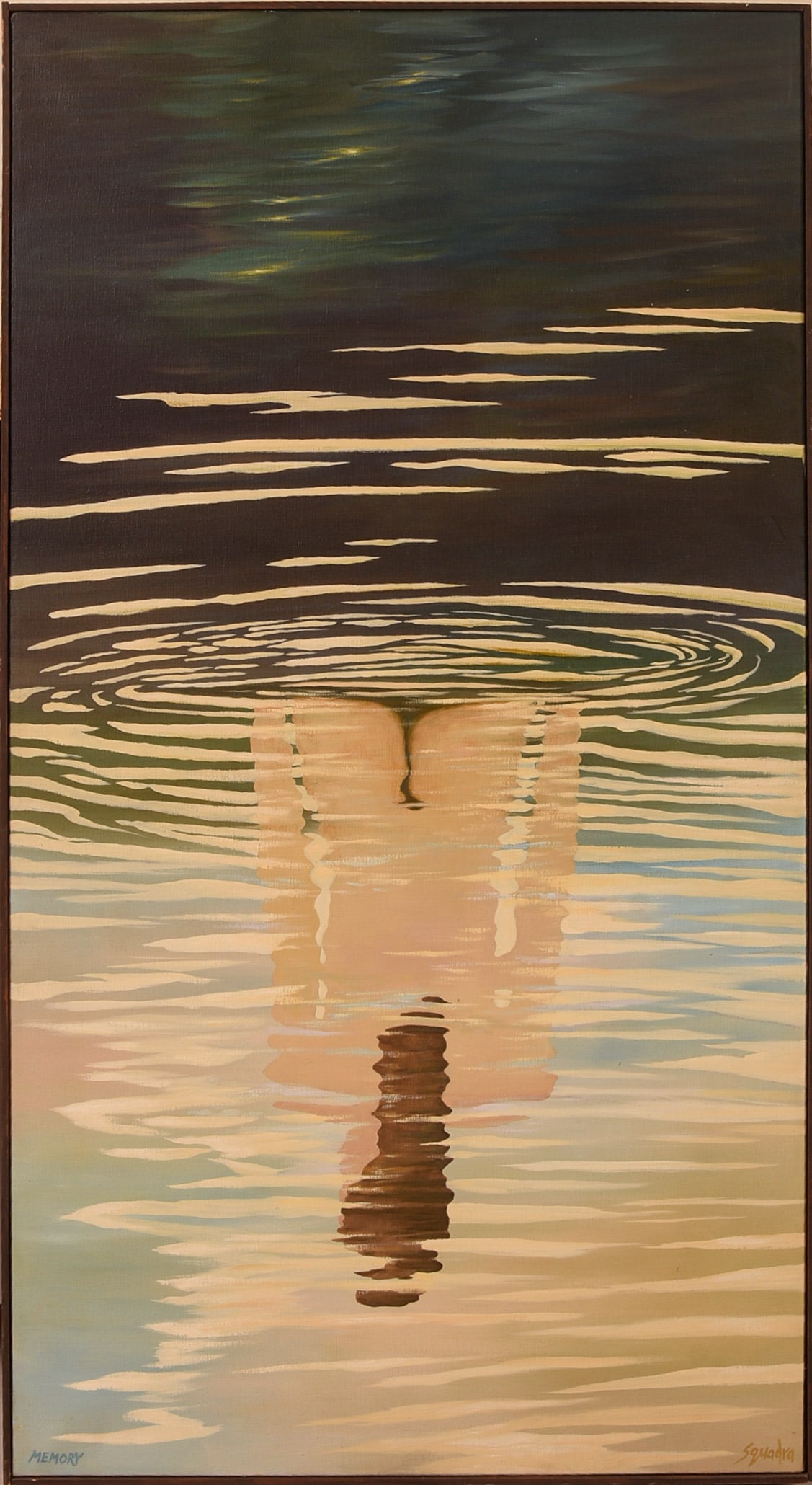 John Squadra (b.1932). Memory.: Oil on canvas, signed. Sight 48 x 26 inches. Framed 48.75 x 26.75 inches.