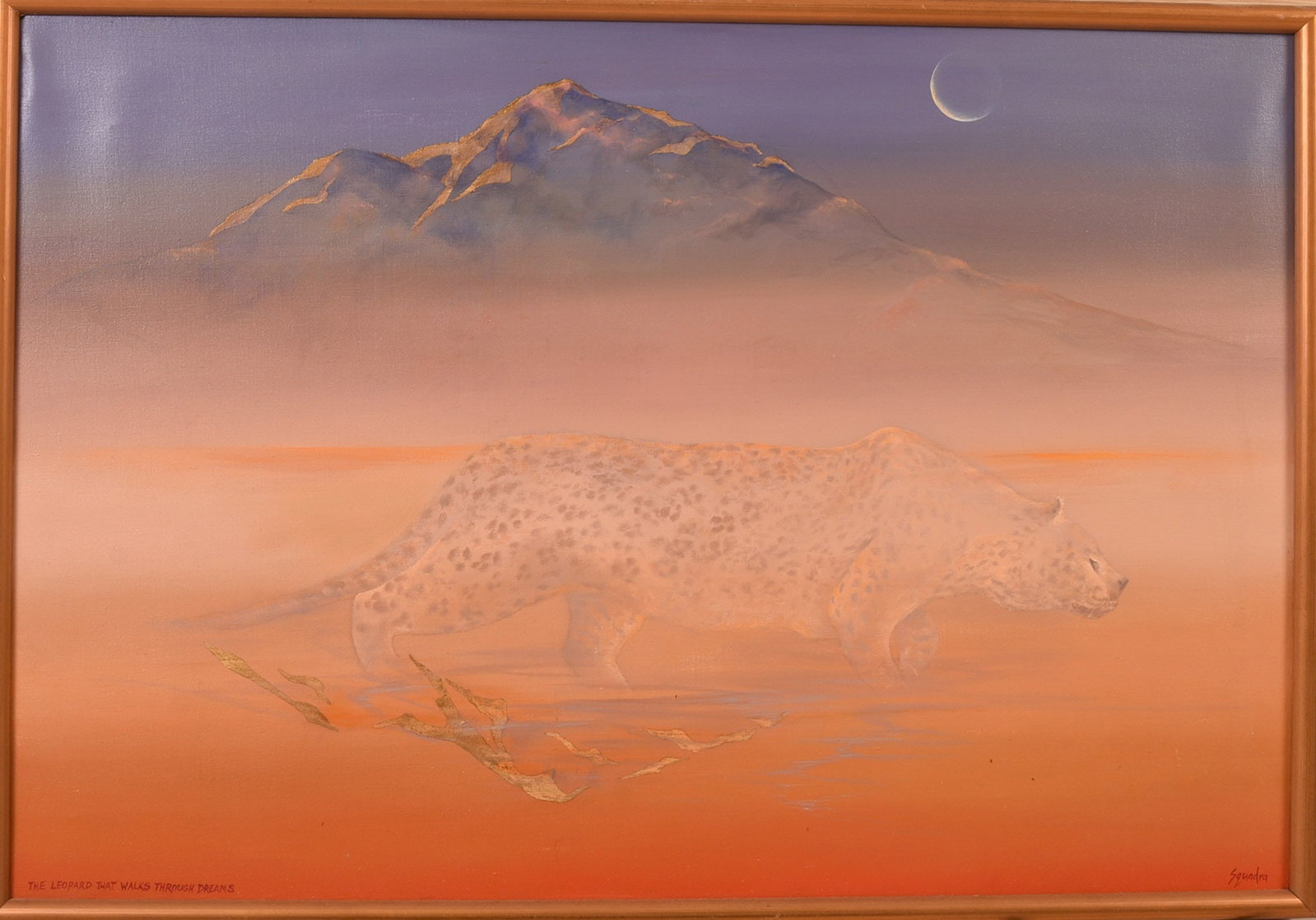 John Squadra (b. 1932). The Leopard That Walks Through Dreams: Oil on canvas, signed. Sight 34.5 x 50.5 inches. Framed 36 x 52 inches.