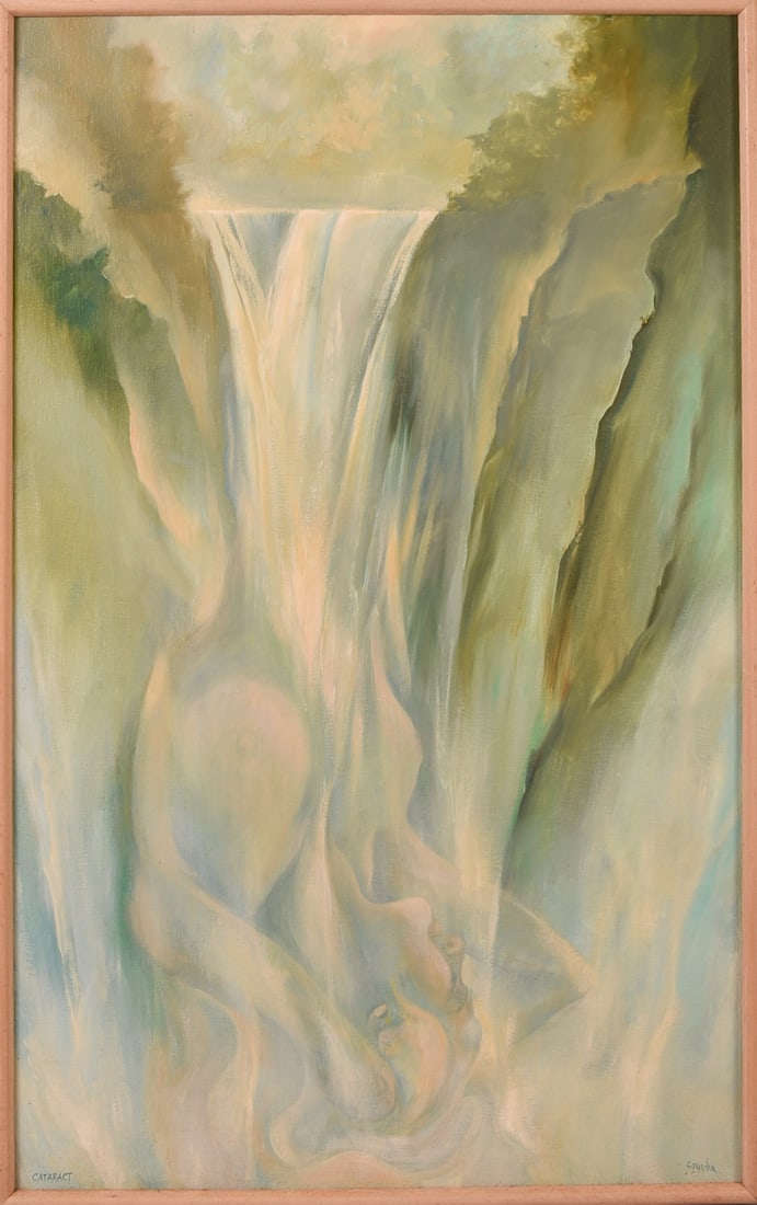 John Squadra (b. 1932). Cataract.: Oil on canvas over board, signed. Sight 48 x 30 inches. Framed 49 x 31 inches.