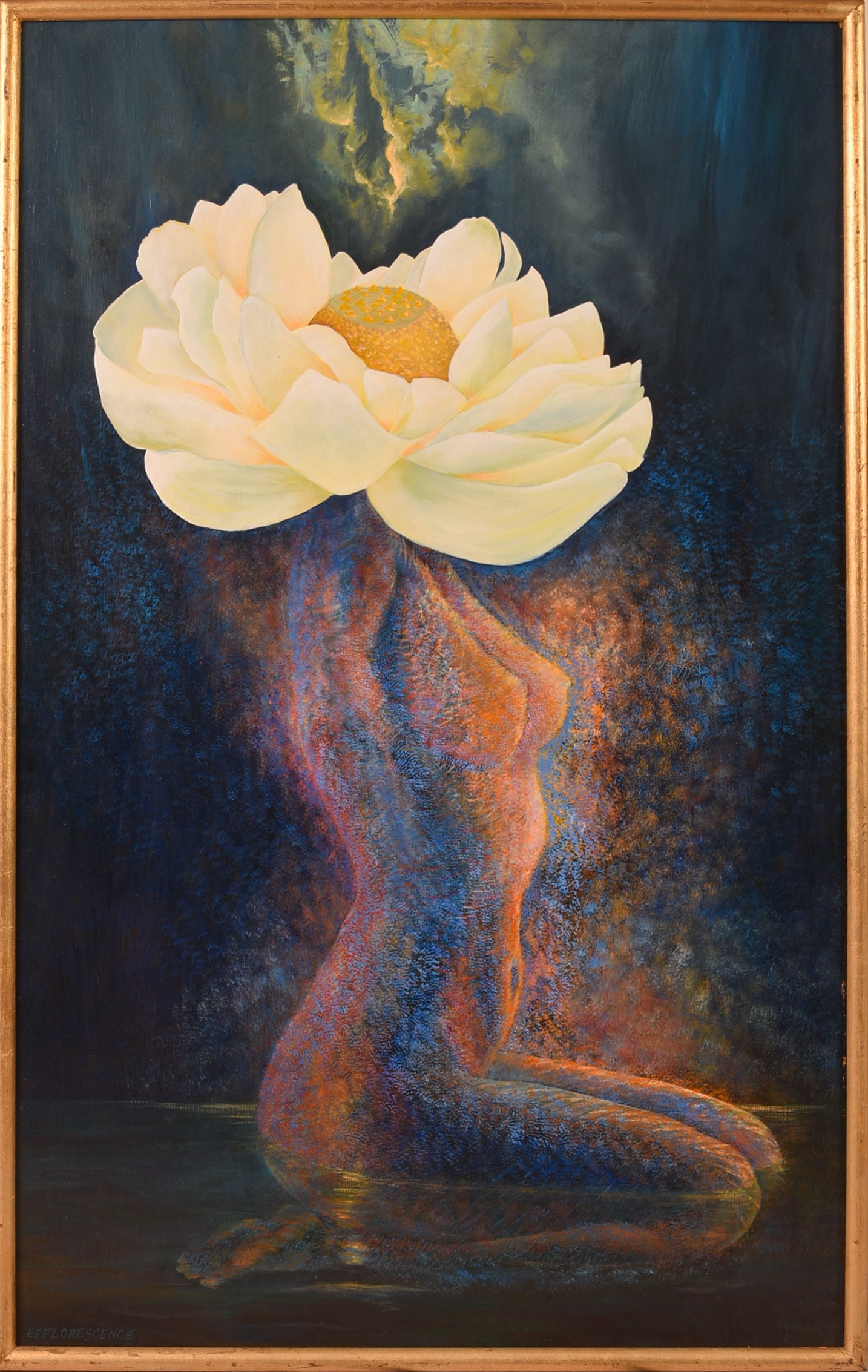 John Squadra (b.1932). Efflorescence.: Oil on board, signed. Sight 48 x 29.5 inches. Framed 49.25 x 31.25 inches.