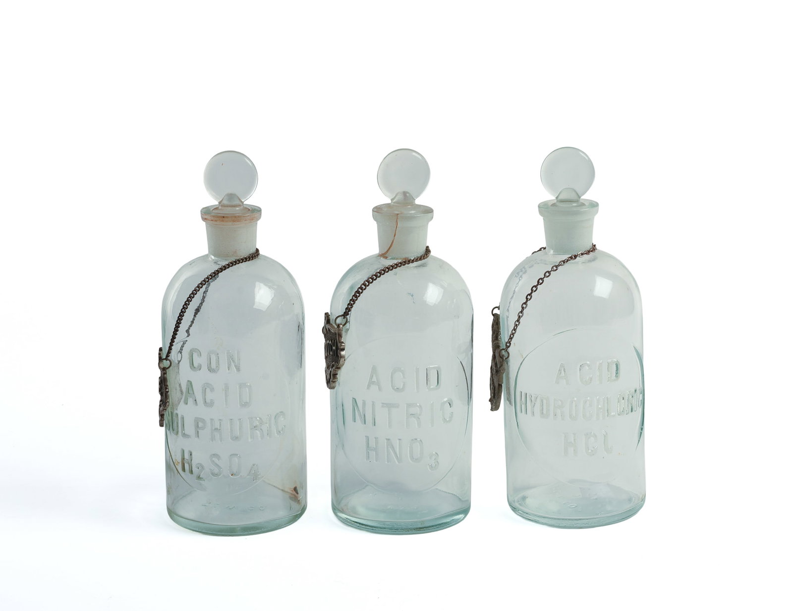 Three Blown Glass Acid Bottles. (1 of 4)