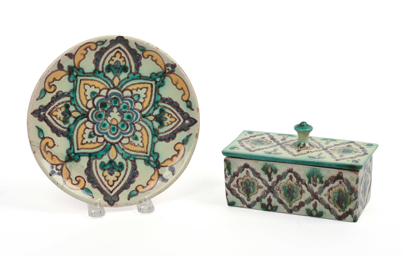 Persian Qajar Covered Dish and Plate. (1 of 8)