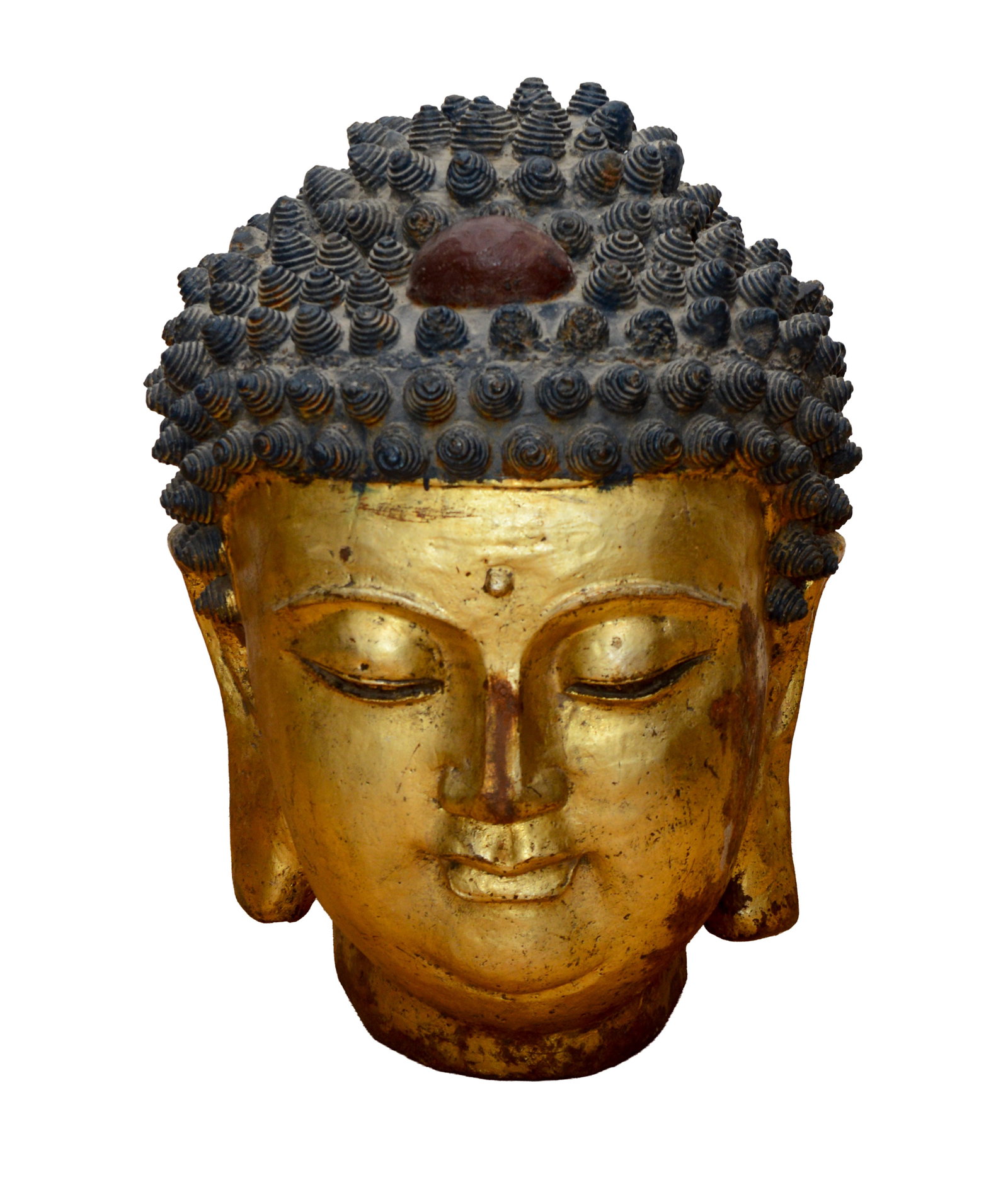 Large Gilt Metal Bust of a Bodhisattva.: Height 24 inches, diameter 16 inches. Quite heavy, over 100 pounds.