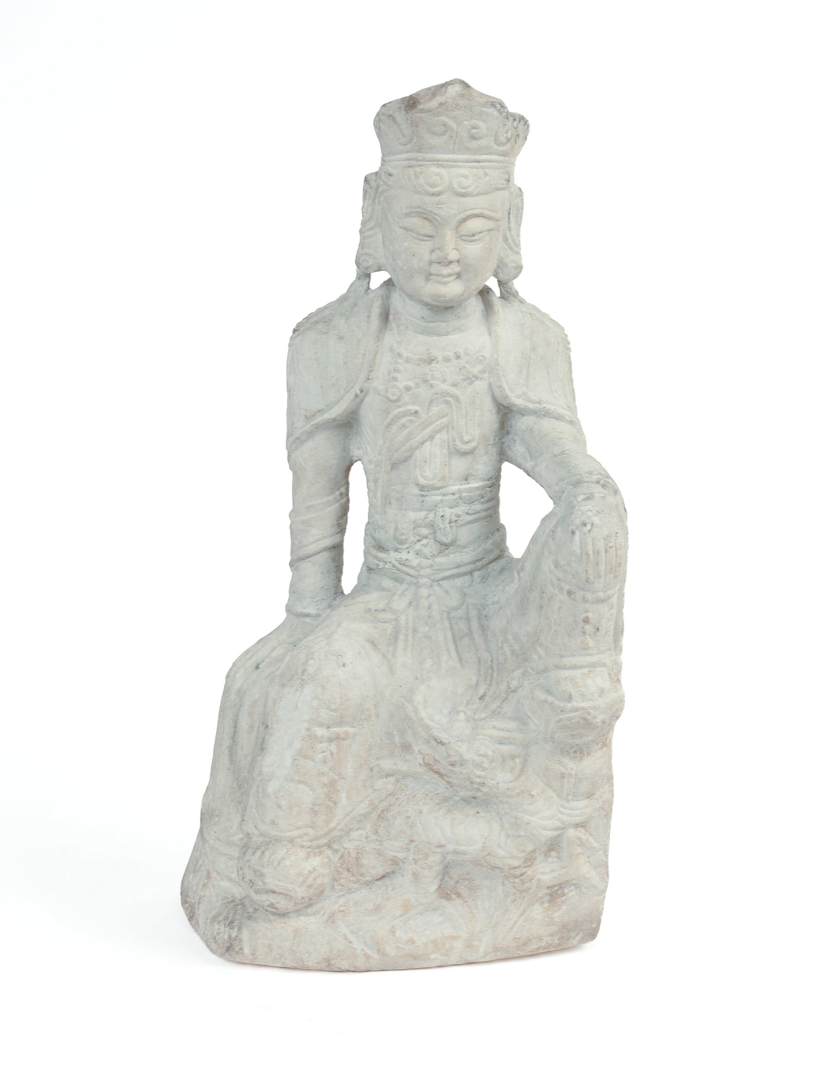 Carved Alabaster Sculpture of a Bodhisattva.: Height 15 inches.