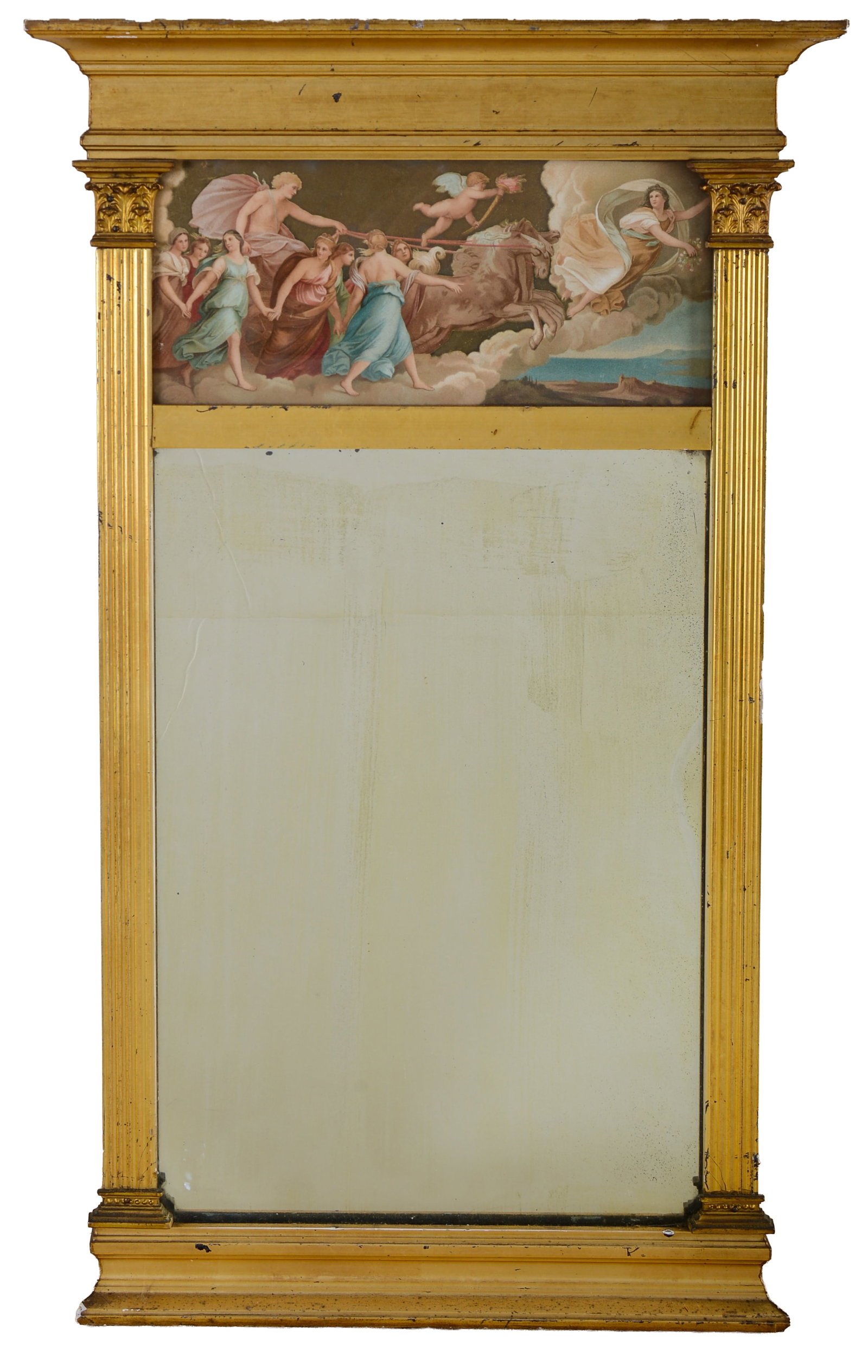 Federal Mirror With Panel After Gudio Reni.: 22.5 x 13.5 inches.