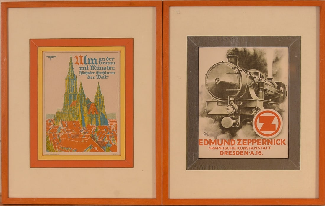 Two 20th Century German Posters.: Framed alike, 19 x 15 inches. One by Hahns Herkendell.