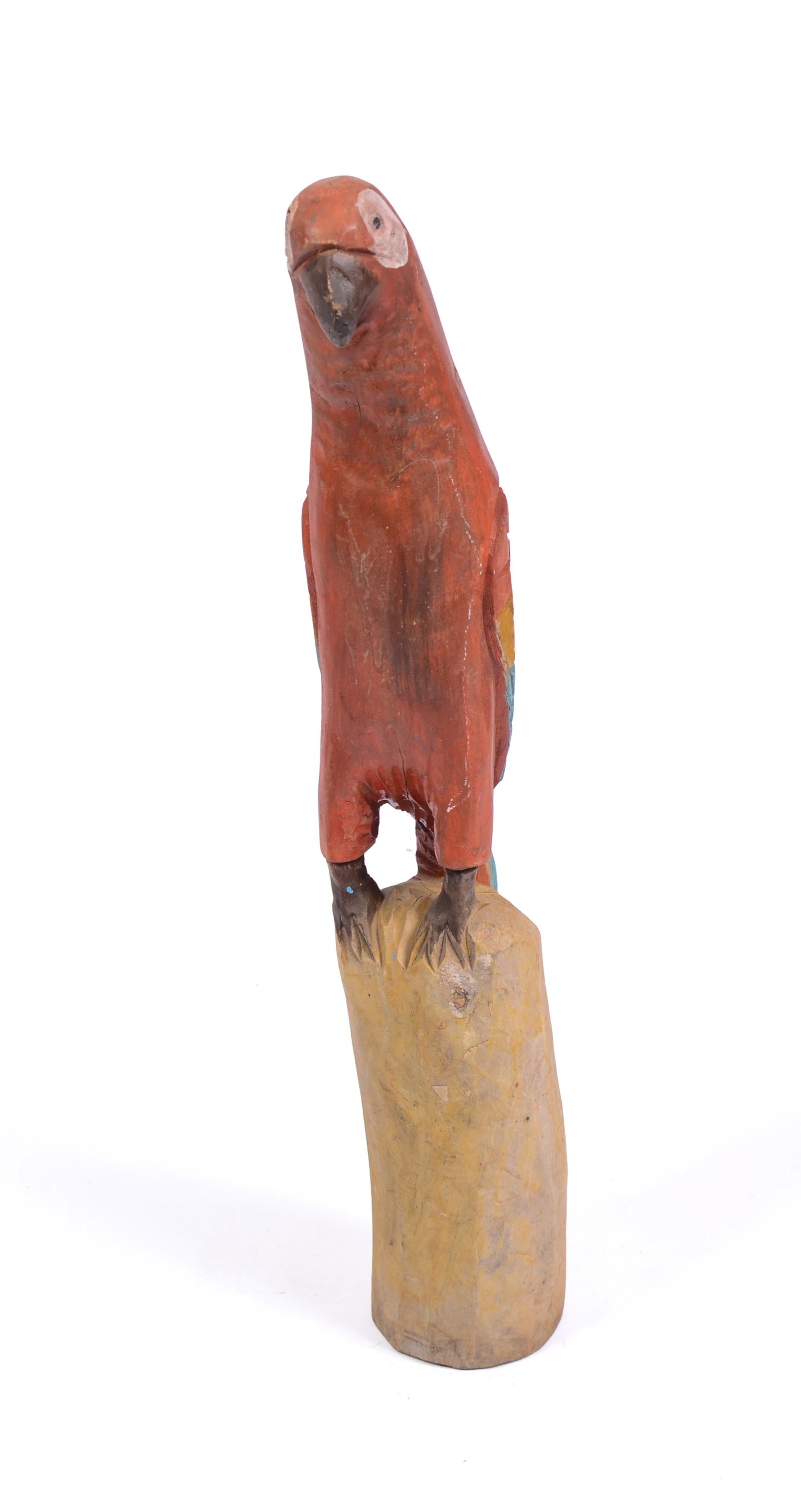 Carved Wooden Sculpture of a Parrot.: Height 26 inches.