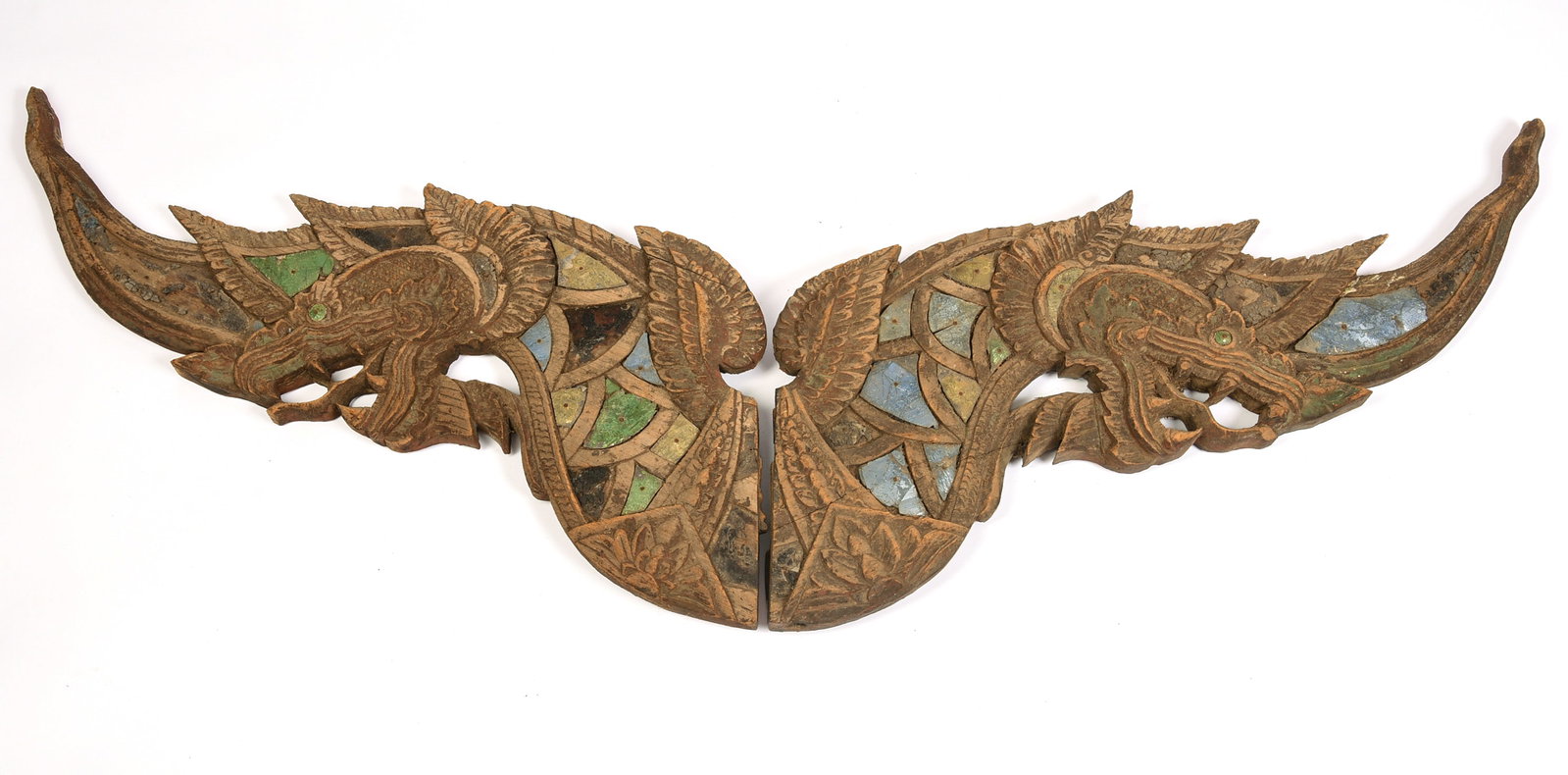 Pair of Asian Wall Hangings With Dragons.: Each 14 x 31 inches.