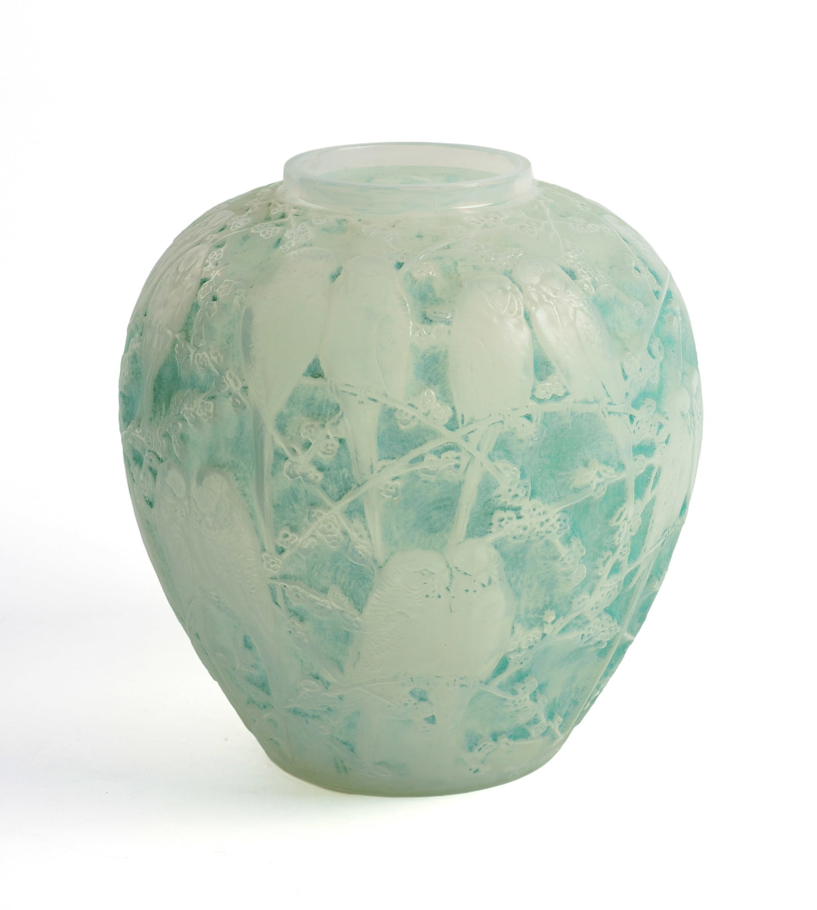 Rene Lalique (1860-1945). Perruches Vase, C. 1919.: Height 10.5 inches, very good condition.