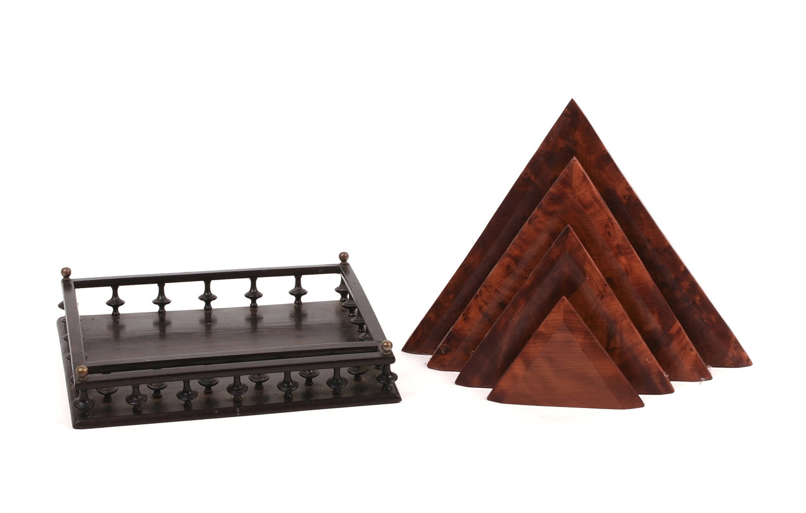 Burlwood Letter Holder and a Rosewood Desk Tray.: Tray 8 x 6.5 inches.