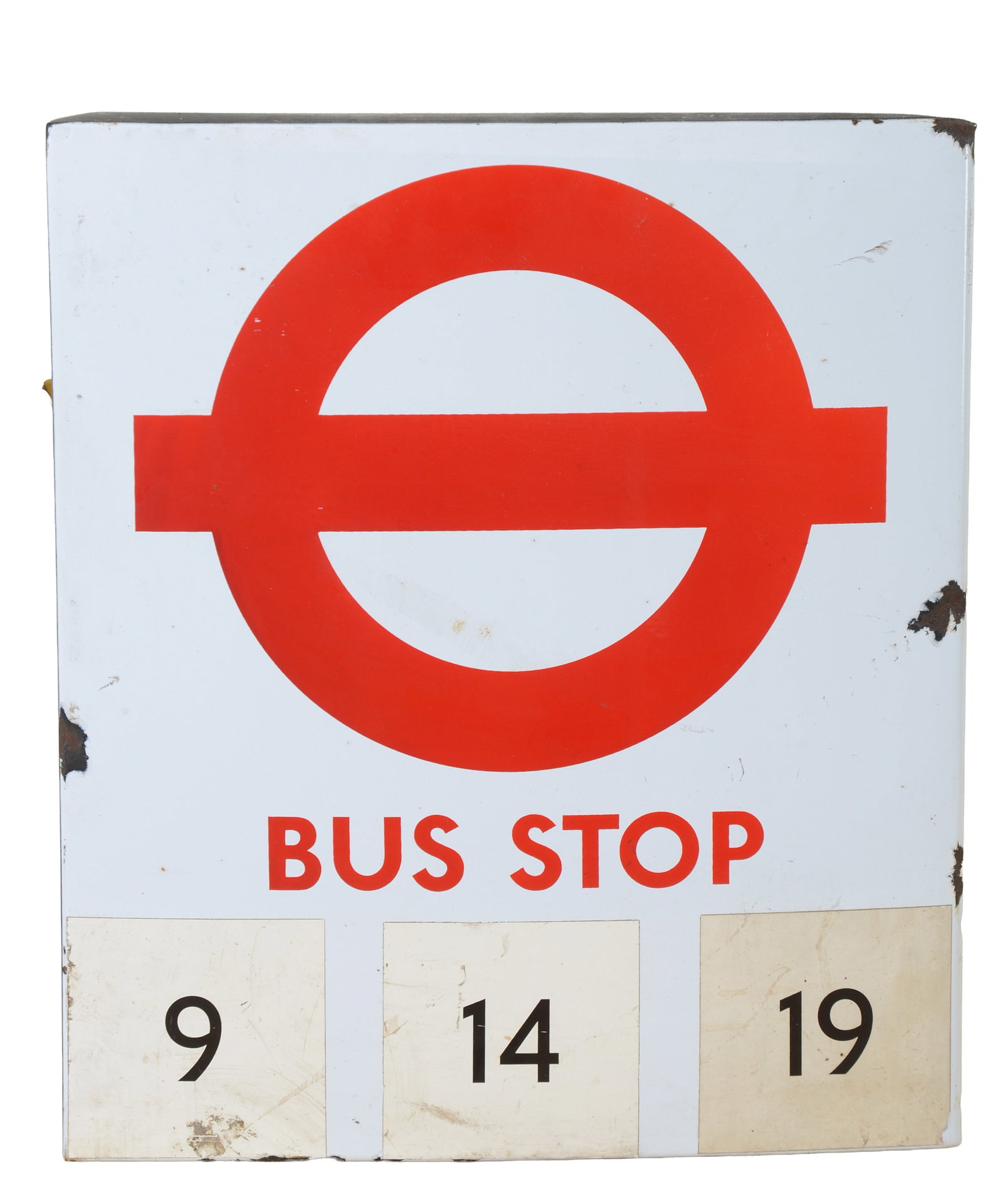 Enamel London Bus Stop Sign.: 21 x 18 inches. Very good condition.