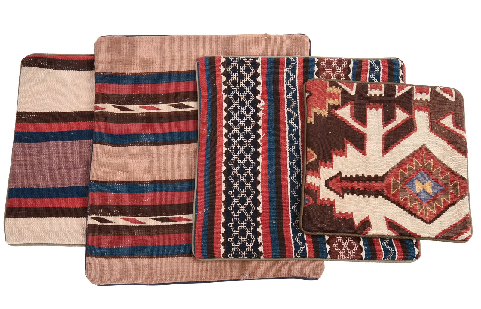 Four Turkish Rug Pillowcases.: Largest 19 x 16 inches.