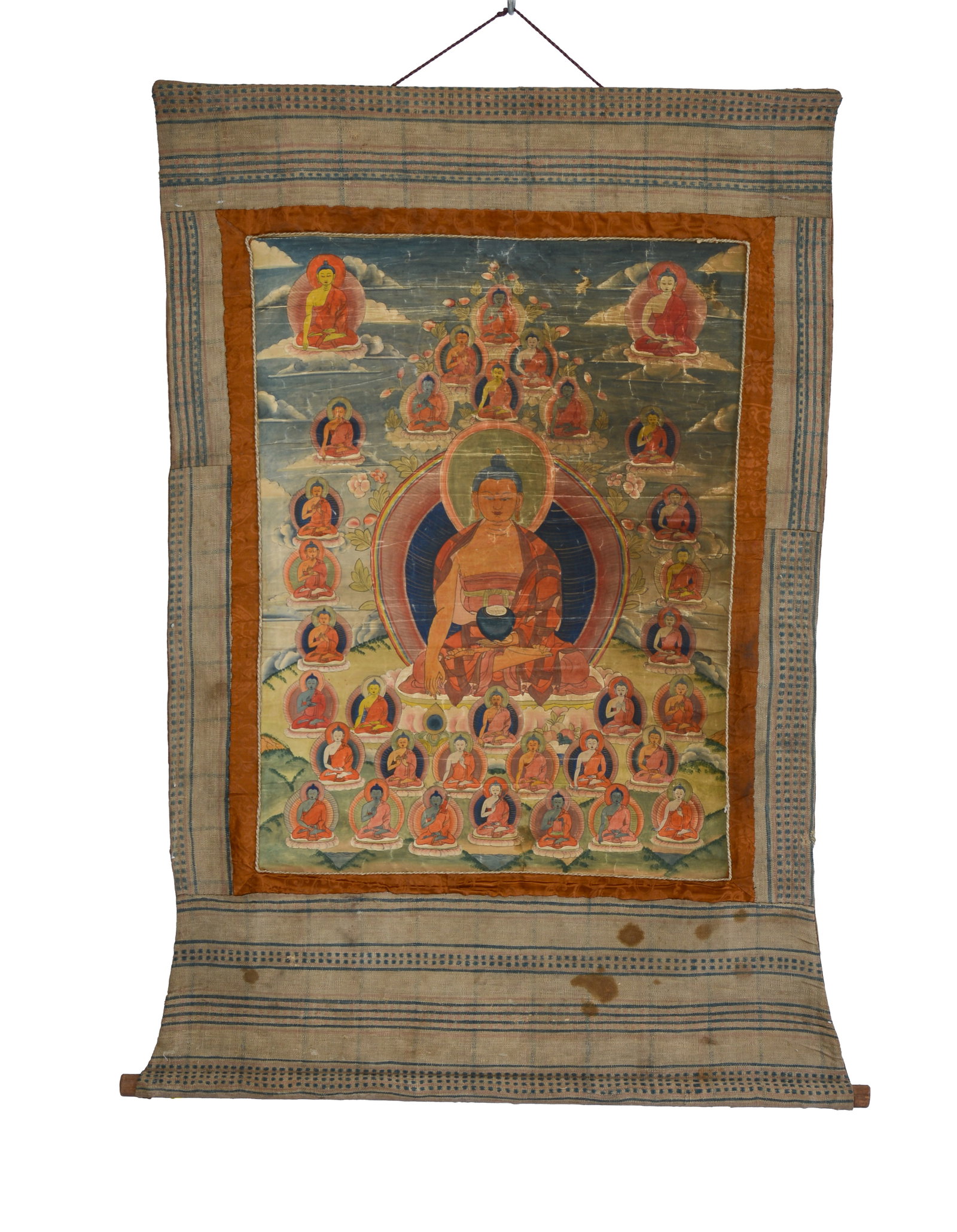 Tibetan Thangka Painting.: Image 24 x 19 inches, scroll overall 39 x 28 inches.