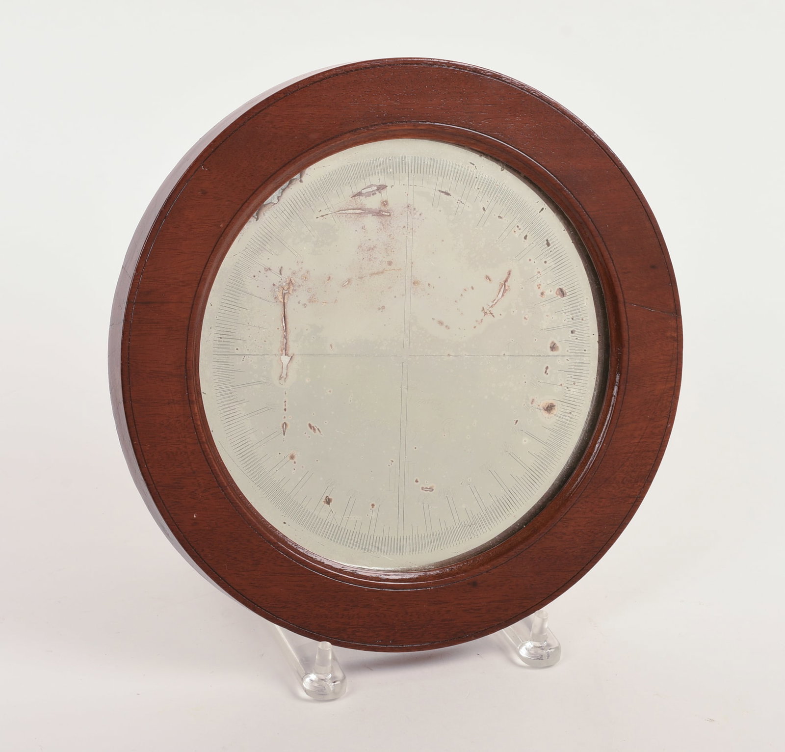 Small Mirror With Compass Lines.: Diameter 10.5 inches. Some losses to mirror glass.