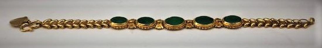 Vintage Chinese  JADEITE  22K YELLOW GOLD LINK BRACELET (1 of 5)