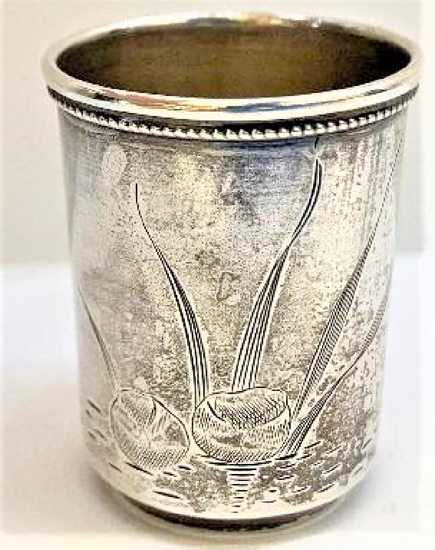ANTIQUE RUSSIAN TOT STERLING SILVER 84 ZOLOTNIKI JIGGER: ANTIQUE RUSSIAN TOT STERLING SILVER 84 ZOLOTNIKI JIGGER measures