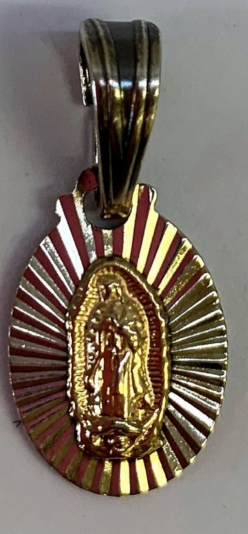 Vintage Virgin Silver & Gold Religious Medal: Vintage Virgin Silver & Gold Religious Medal Pendant 1.9 GR MEASURES 1.5 INCHES
