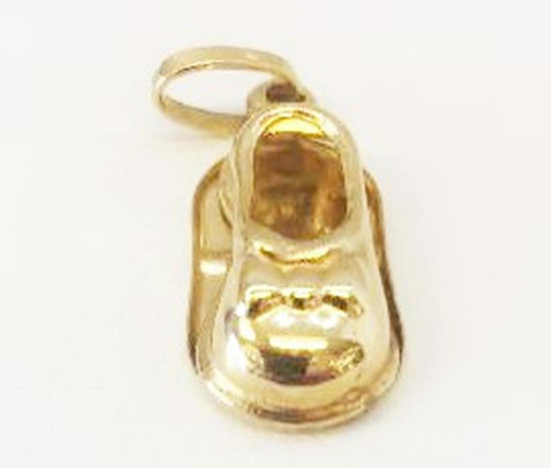 BABY SHOE CHARM IN 14K GOLD: BABY SHOE CHARM IN 14K GOLD 1"L , 1.3 GR