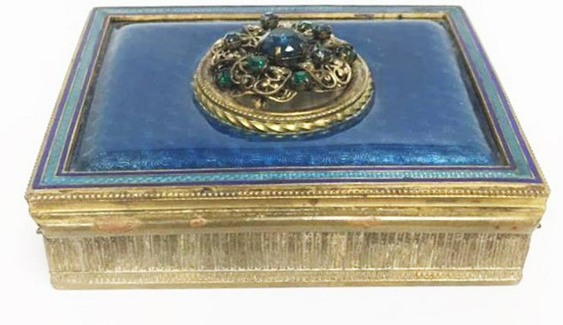 Antique french Guilloche enamel & brass trinket box (1 of 5)