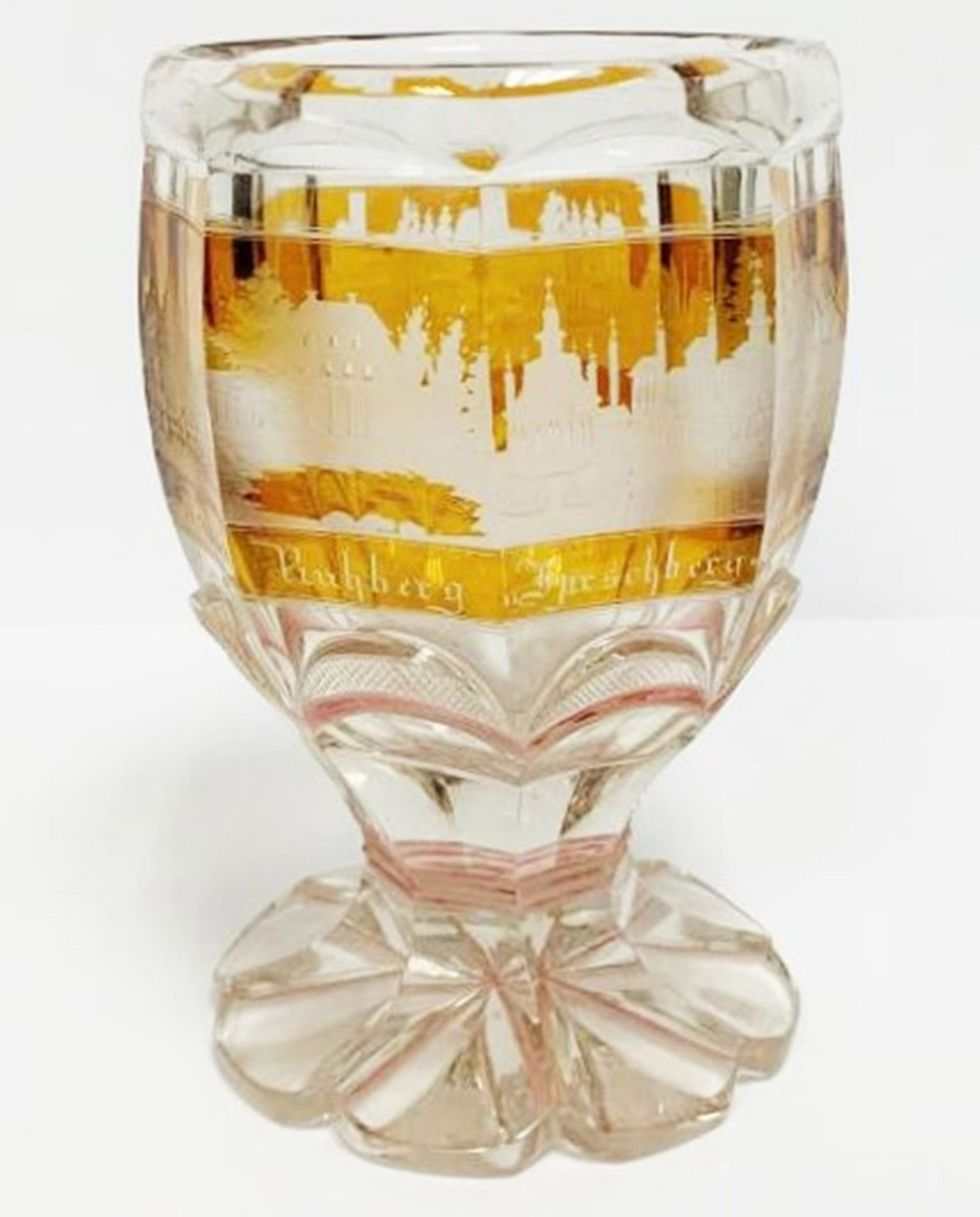 Vintage Bohemian Amber Cut to Clear Crystal  Vintage (1 of 4)