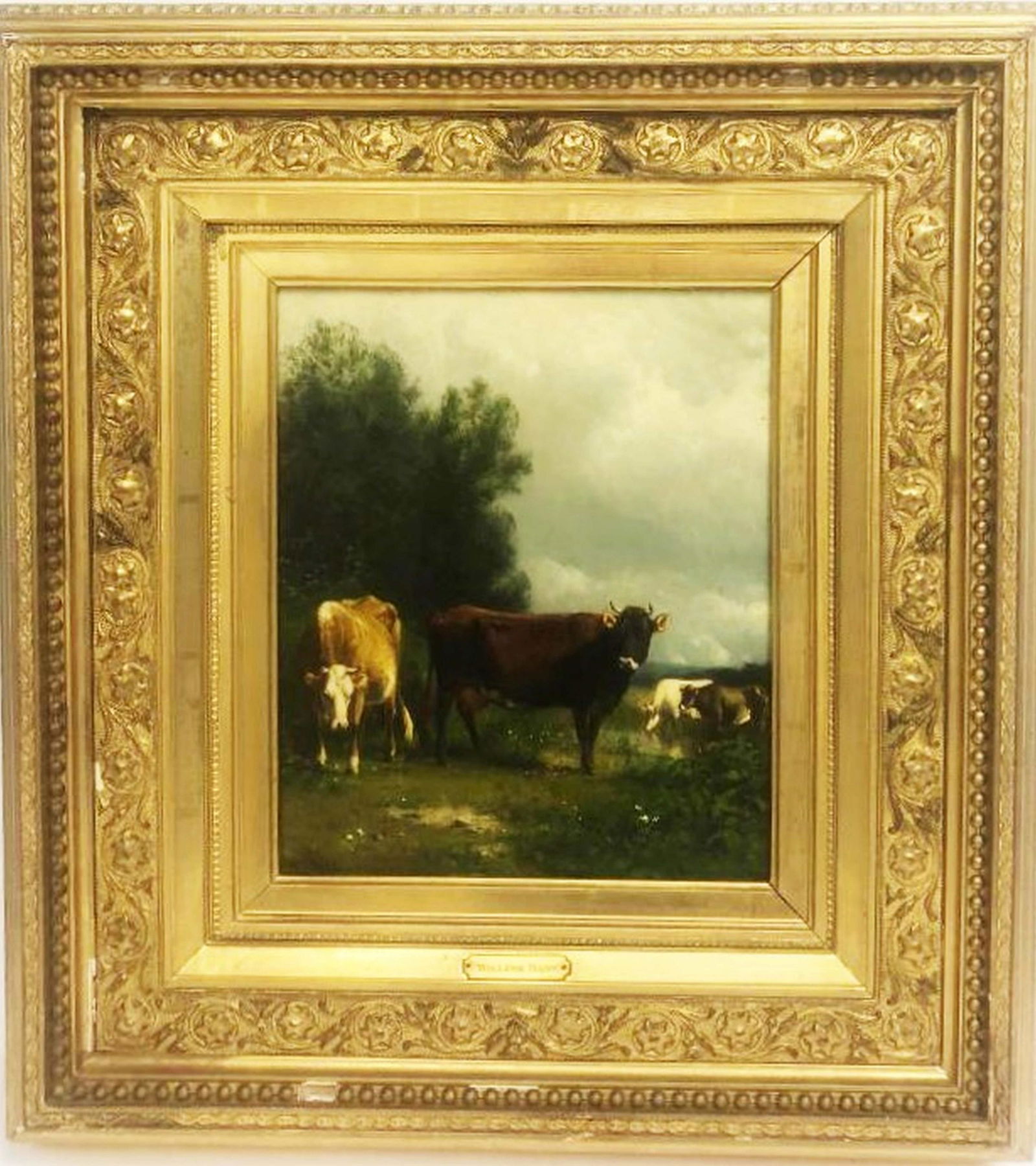 William Hart (1823 - 1894): William Hart (1823 - 1894) Oil canvas and Board ,Signed measures 10" x 12" inches
