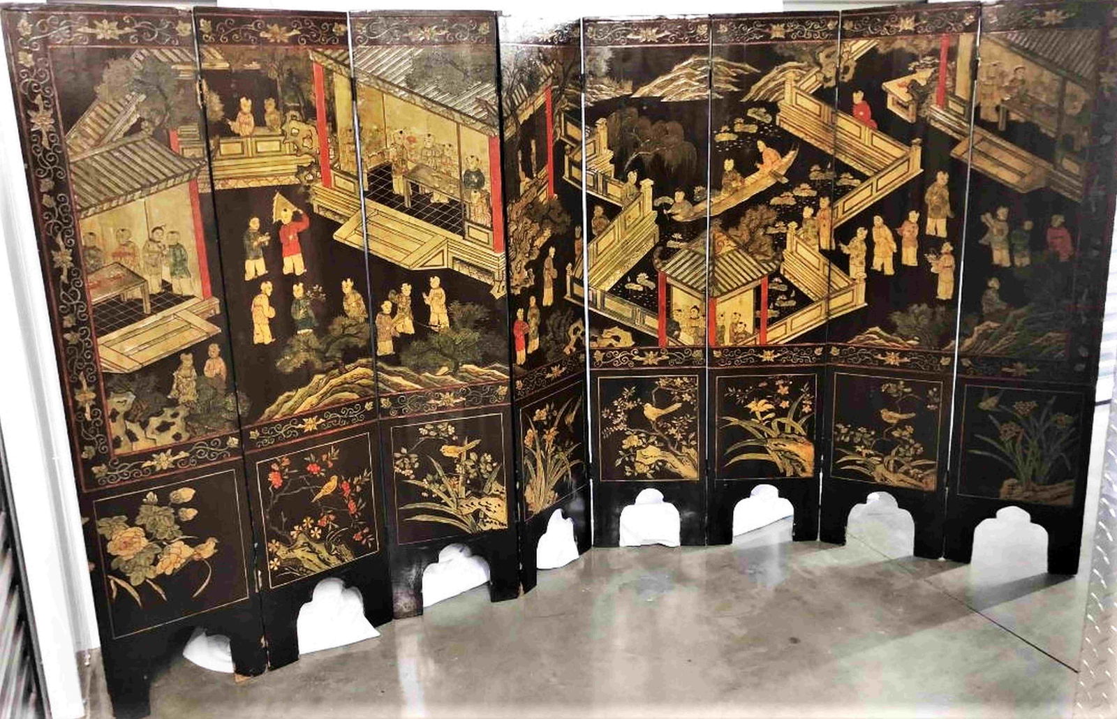 Antique Chinese Coromandel Screen Late 19 Century (1 of 8)