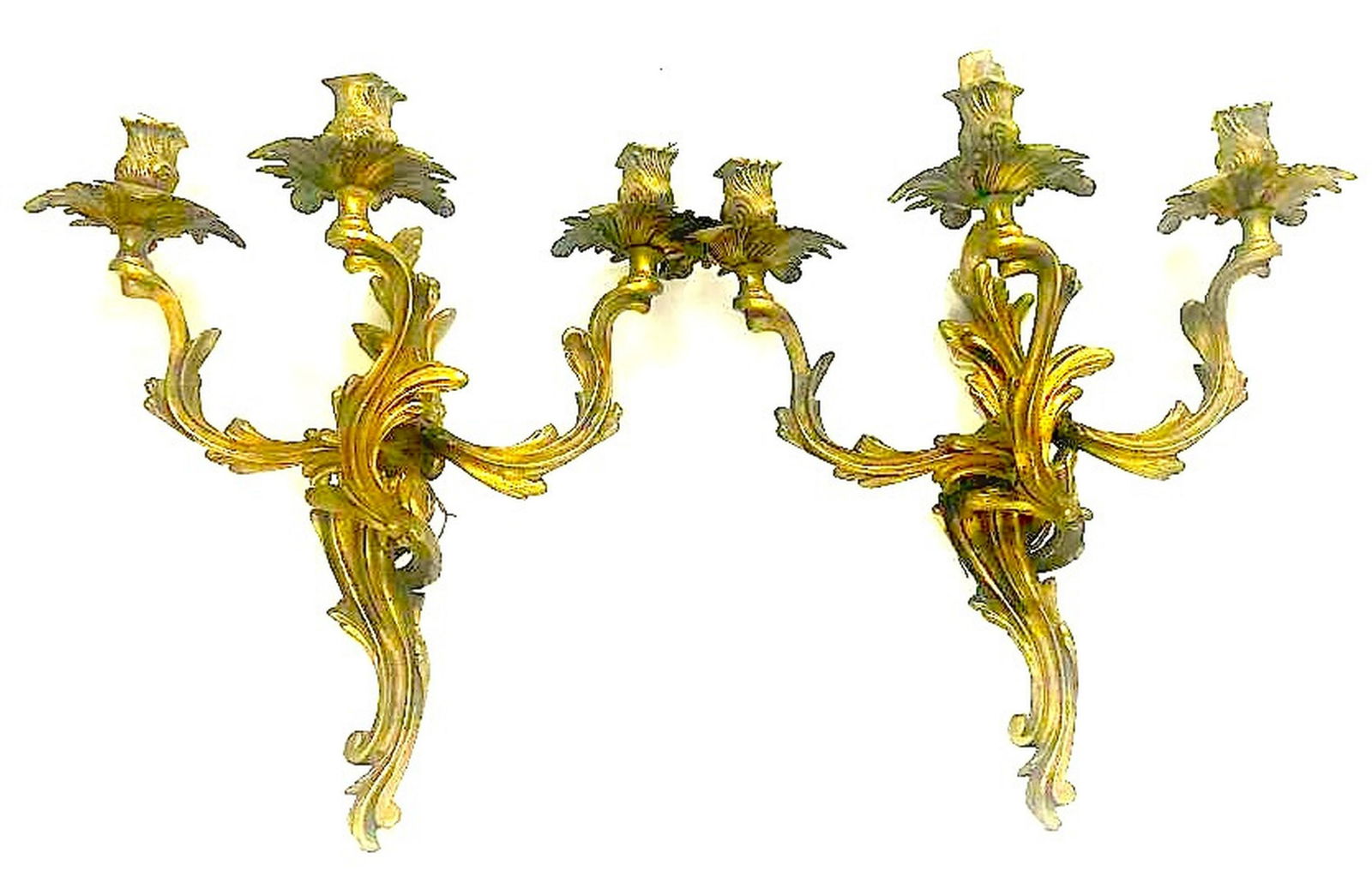 Pair of French Gilt Bronze Sconces Louis XV Style (1 of 3)