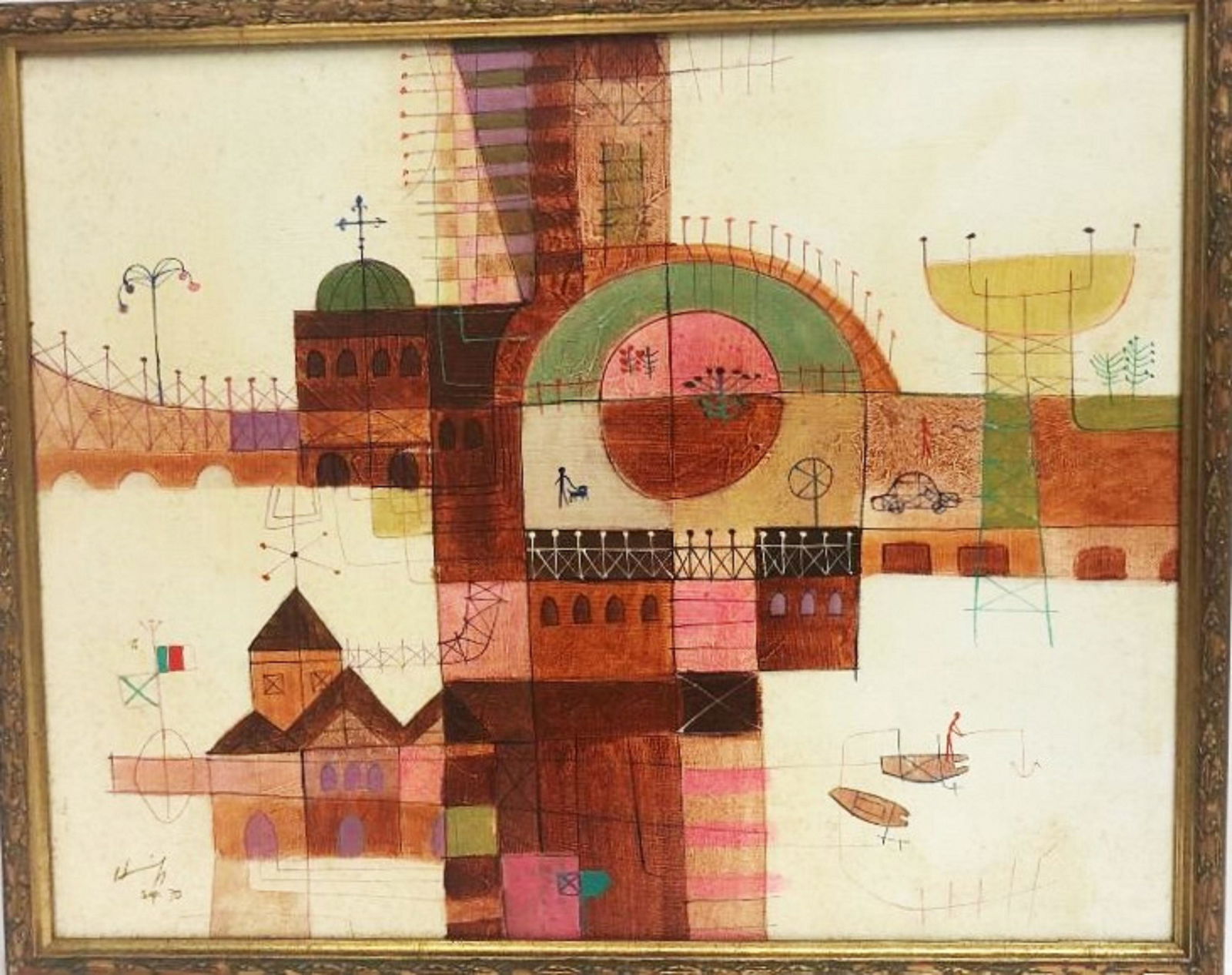 Vintage 1970 Paintings signed illegible (1 of 3)