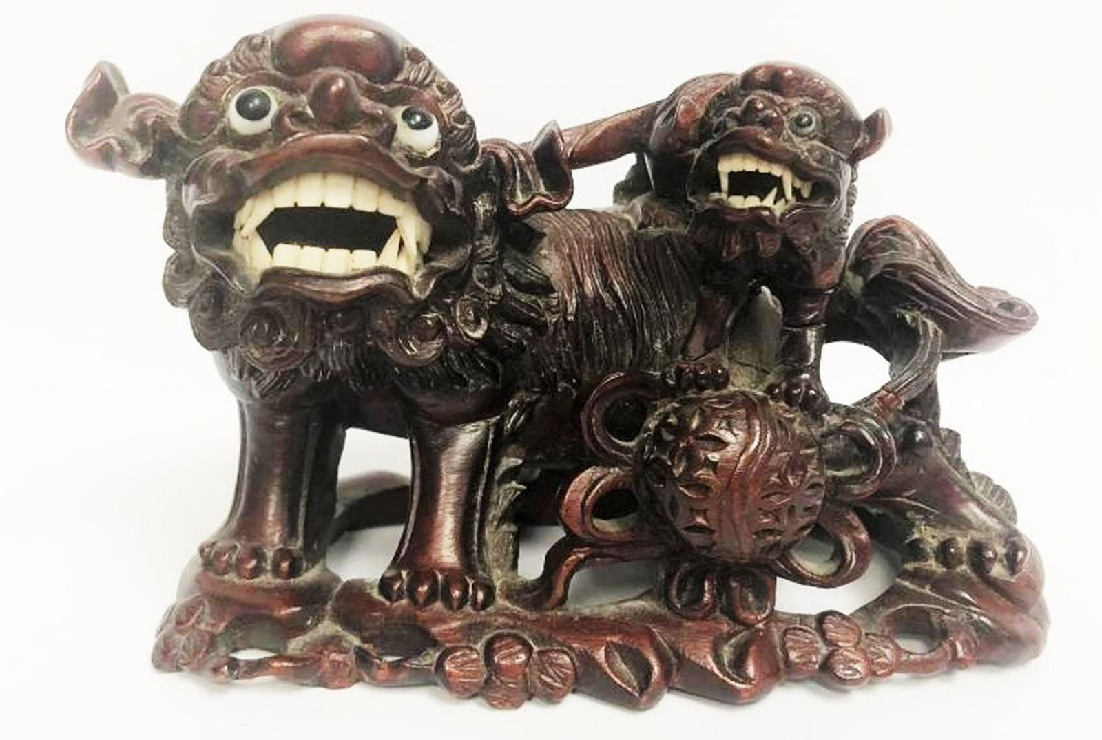 Antique Asian Hand Carved Wooden Foo LionÂ  (1 of 5)