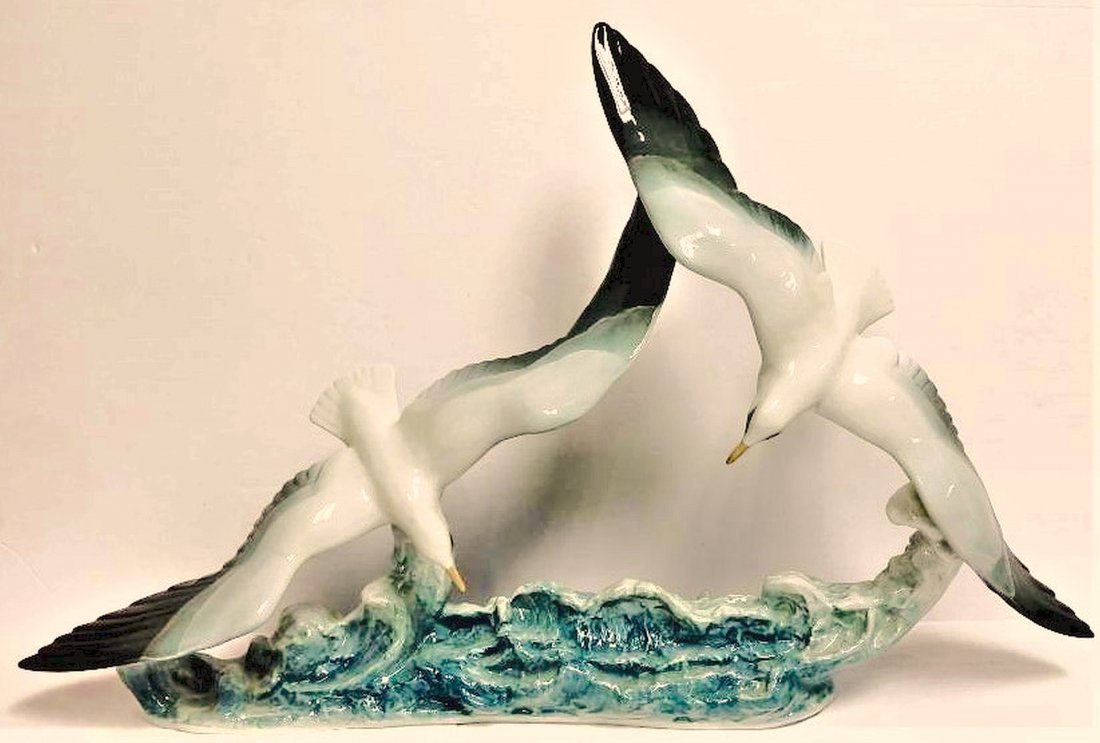 Antique Rosenthal porcelain double seagull sculpture (1 of 6)