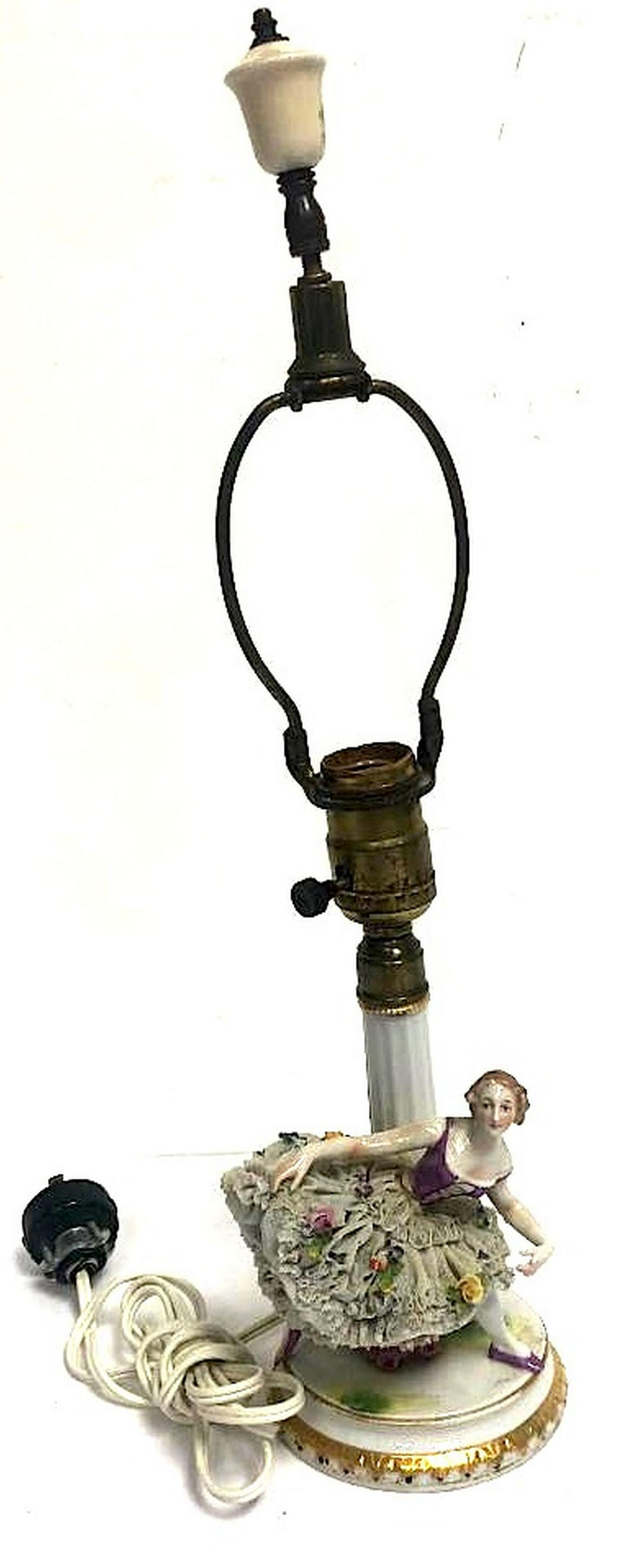 Antique Huge Volkstedt Rudolstadt German Porcelain lamp (1 of 4)