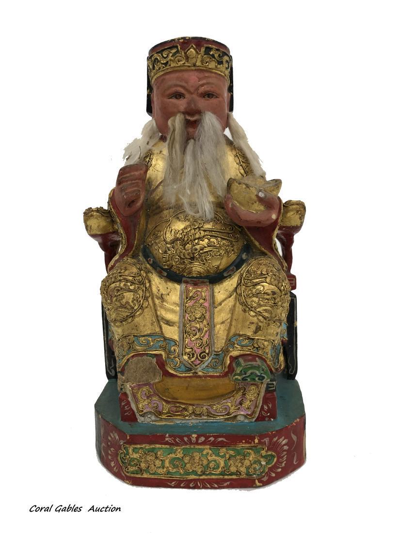 Chinese Ming Dynasty Wood Polychrome FigureÂ  (1 of 1)
