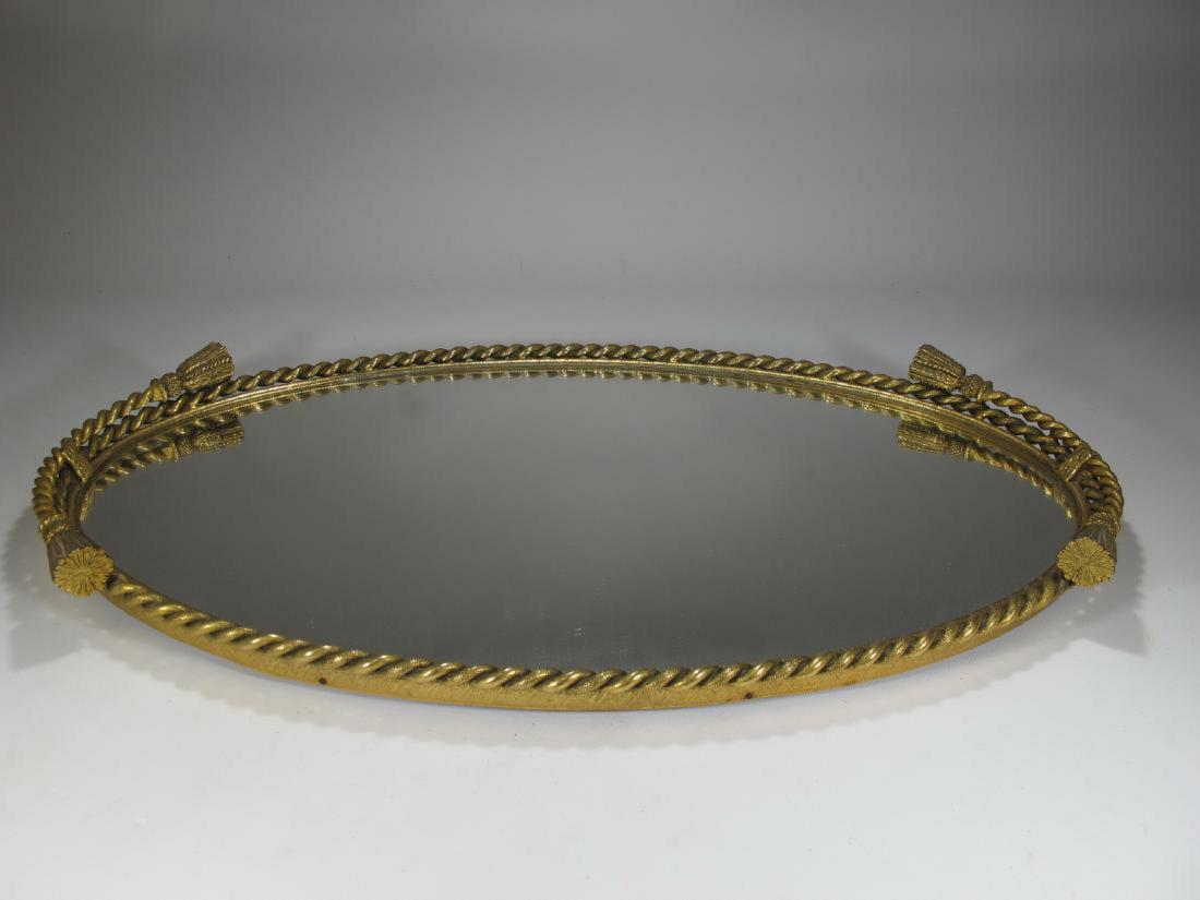 Vintage gilt bronze mirrored tray (1 of 7)