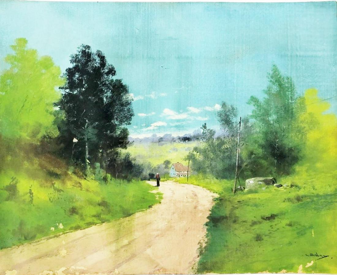 Clarence E. Braley (1854-1927: Clarence E. Braley (1854-1927).watercolor on papaerboard. Mr. Braley was buried in KIANTONE CONGREGATIONAL CHURCH CEMETERY, KIANTONE, NY in a family plot or near family members. The cemetery records l