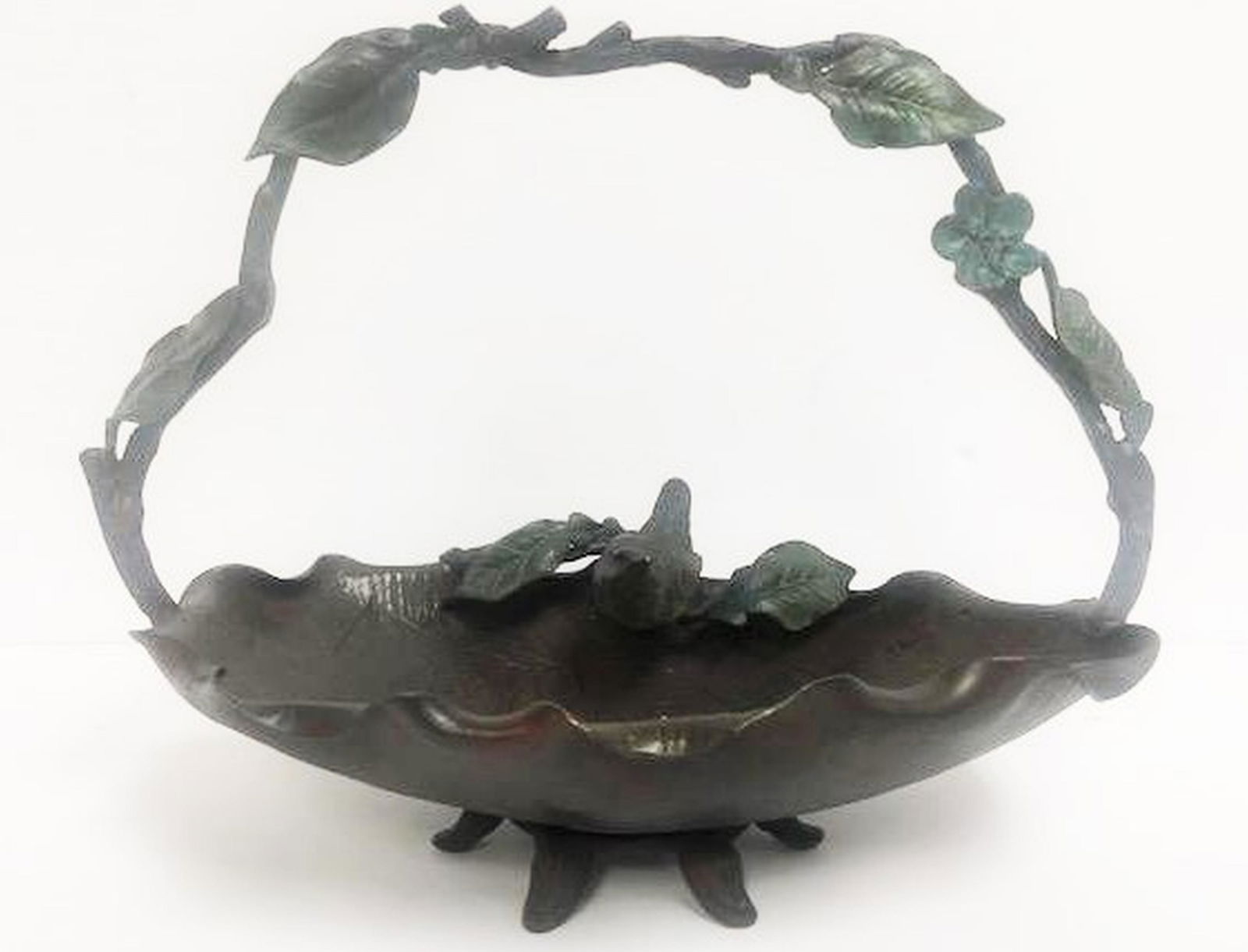 Vintage Austrian cold Painted Bronze and birds Basket (1 of 7)