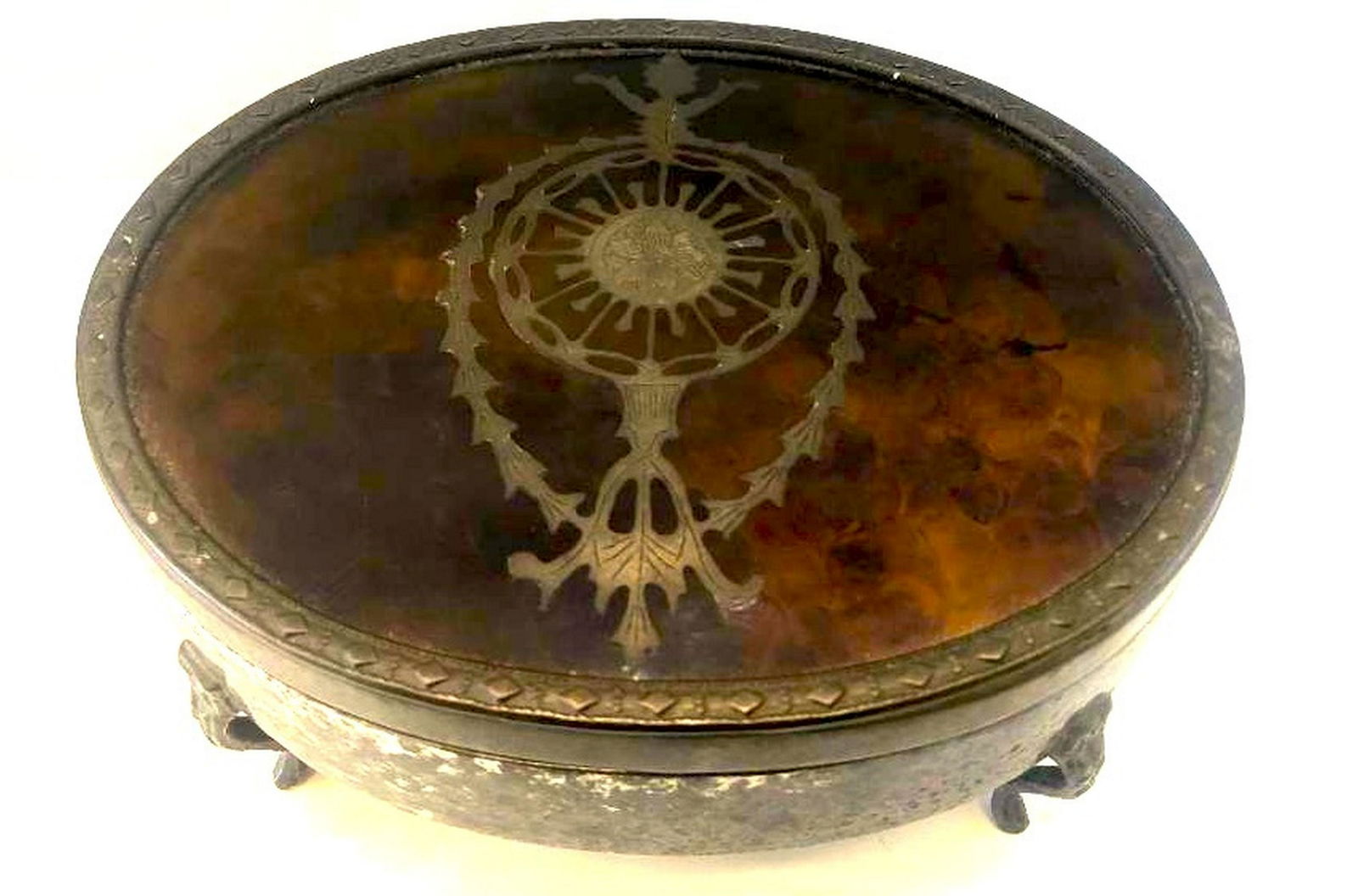 Edwardian Silver & Tortoise Shell Ring Box (1 of 4)