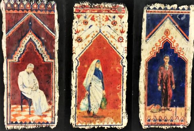 Antique islamic 3 pieces hand painted: Antique islamic 3 pieces hand painted , measures H:18" W:8.5"