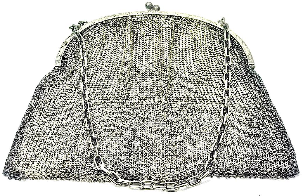 Antique FRENCH Sterling Silver Mesh Purse (1 of 5)